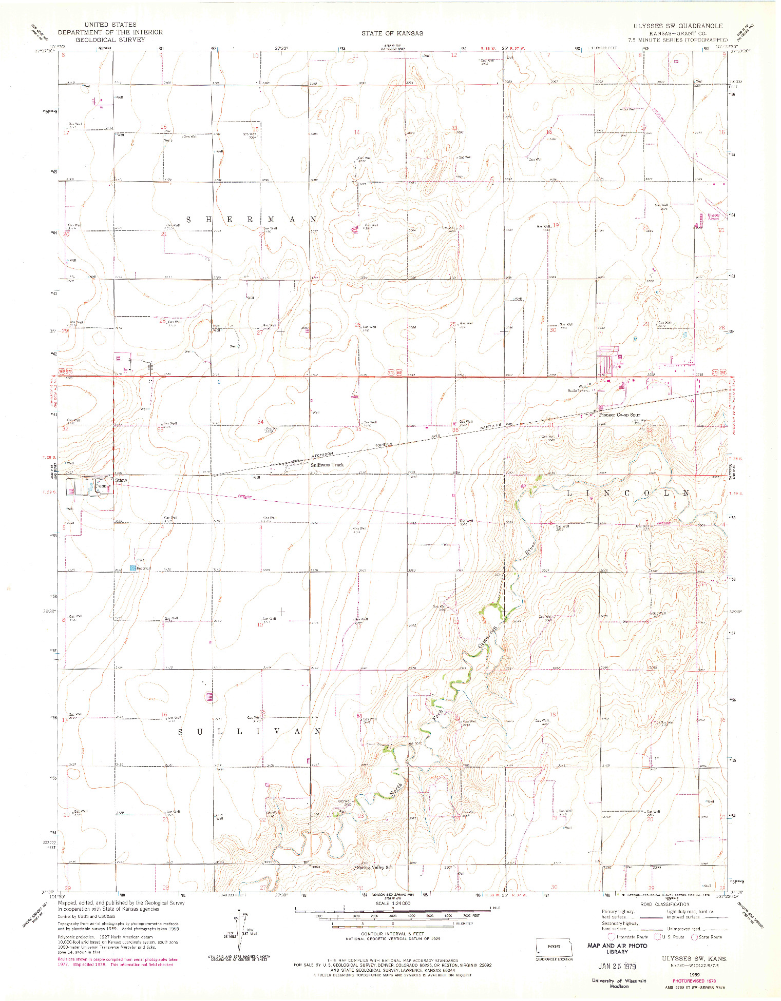 USGS 1:24000-SCALE QUADRANGLE FOR ULYSSES SW, KS 1959