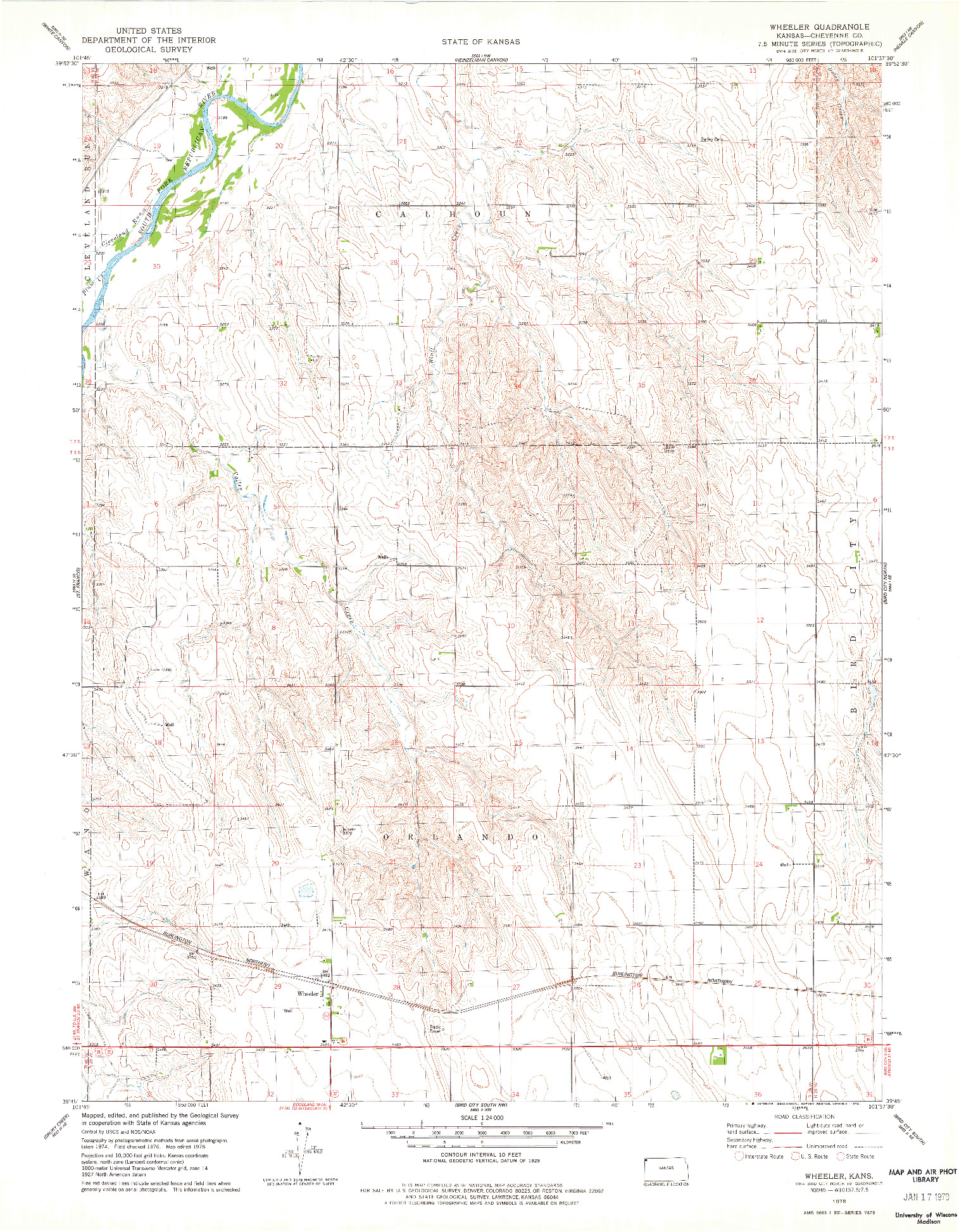 USGS 1:24000-SCALE QUADRANGLE FOR WHEELER, KS 1978