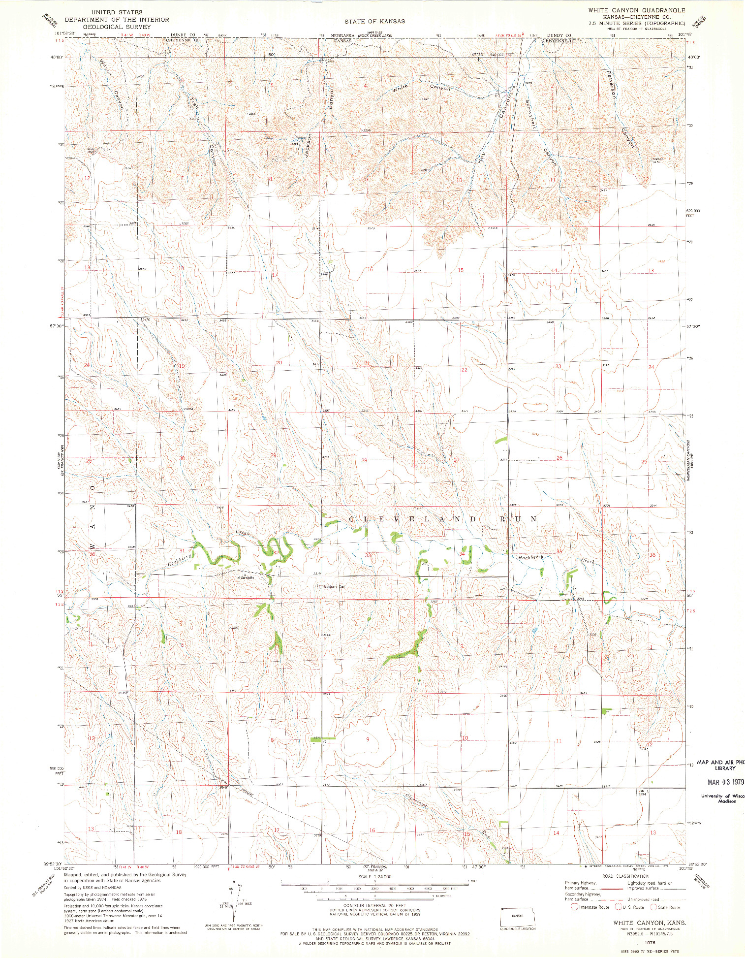 USGS 1:24000-SCALE QUADRANGLE FOR WHITE CANYON, KS 1976
