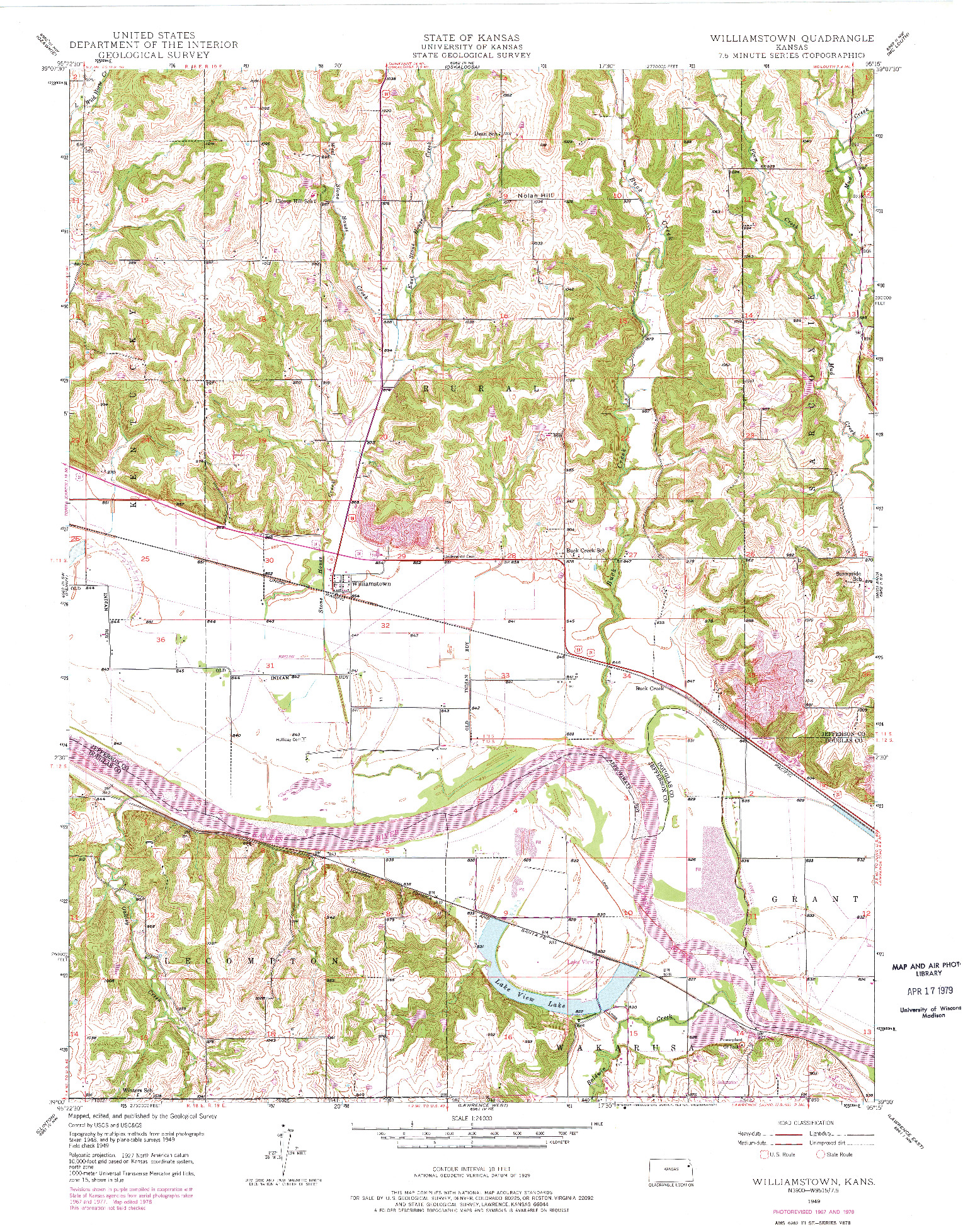 USGS 1:24000-SCALE QUADRANGLE FOR WILLIAMSTOWN, KS 1949