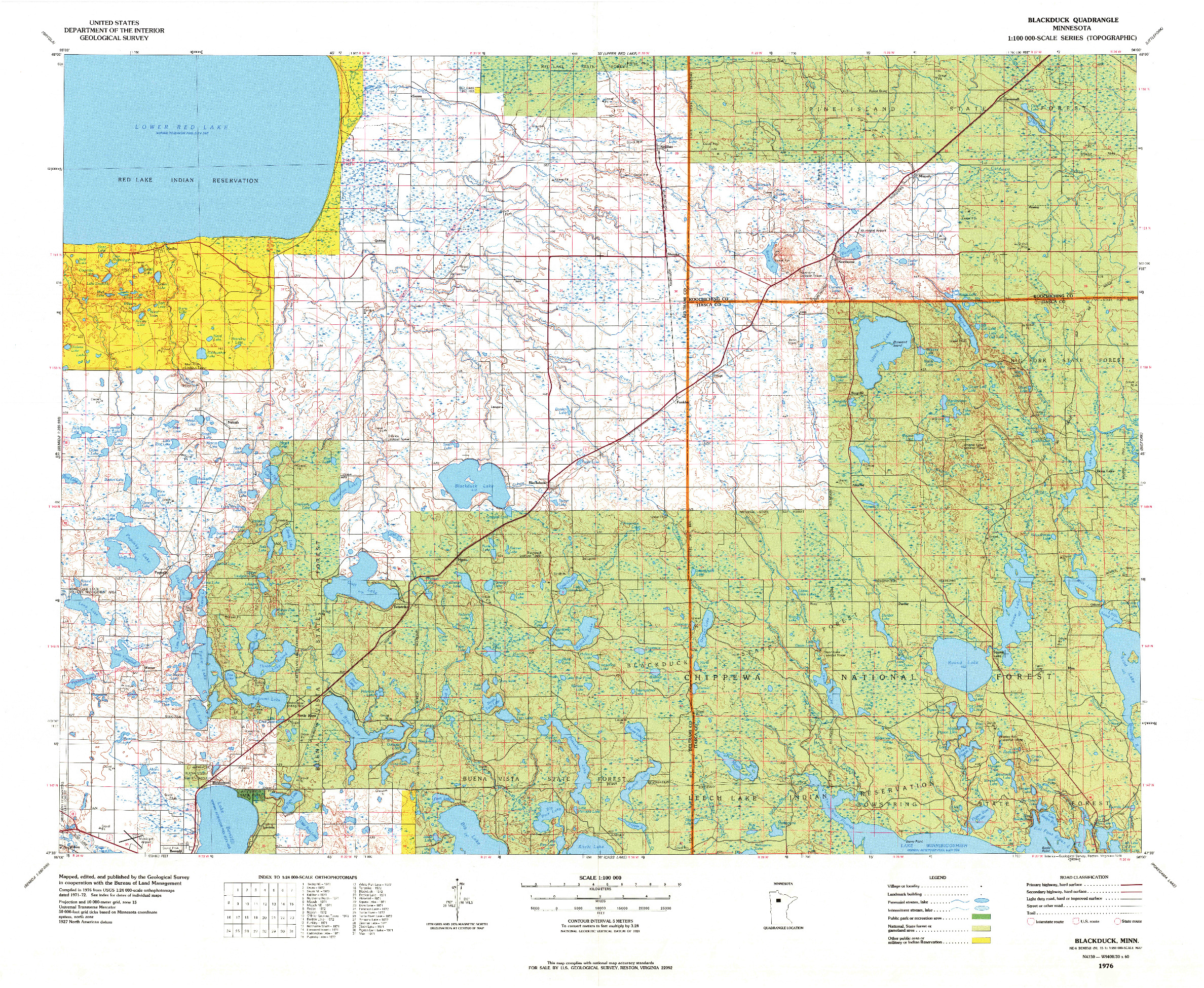 USGS 1:100000-SCALE QUADRANGLE FOR BLACKDUCK, MN 1976