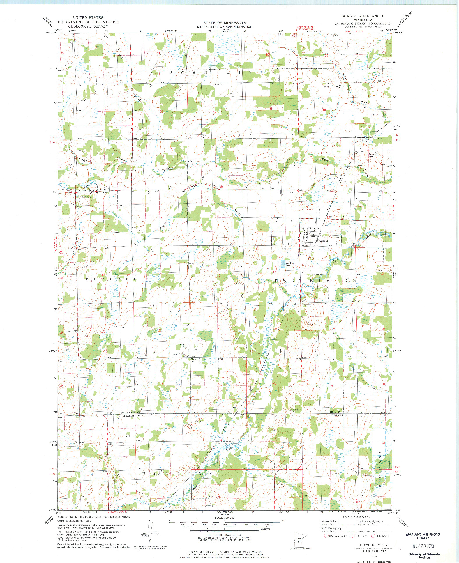 USGS 1:24000-SCALE QUADRANGLE FOR BOWLUS, MN 1978