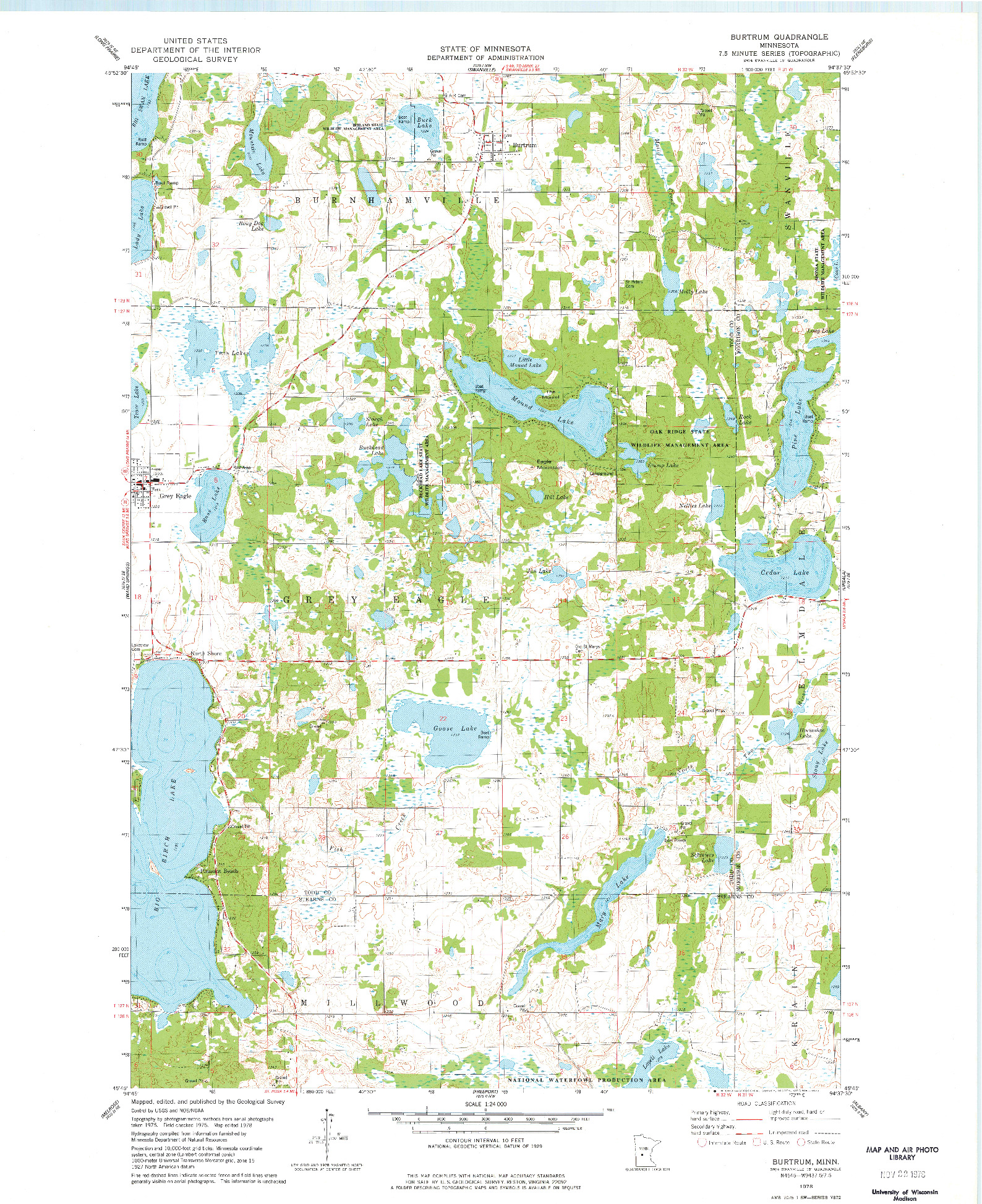 USGS 1:24000-SCALE QUADRANGLE FOR BURTRUM, MN 1978