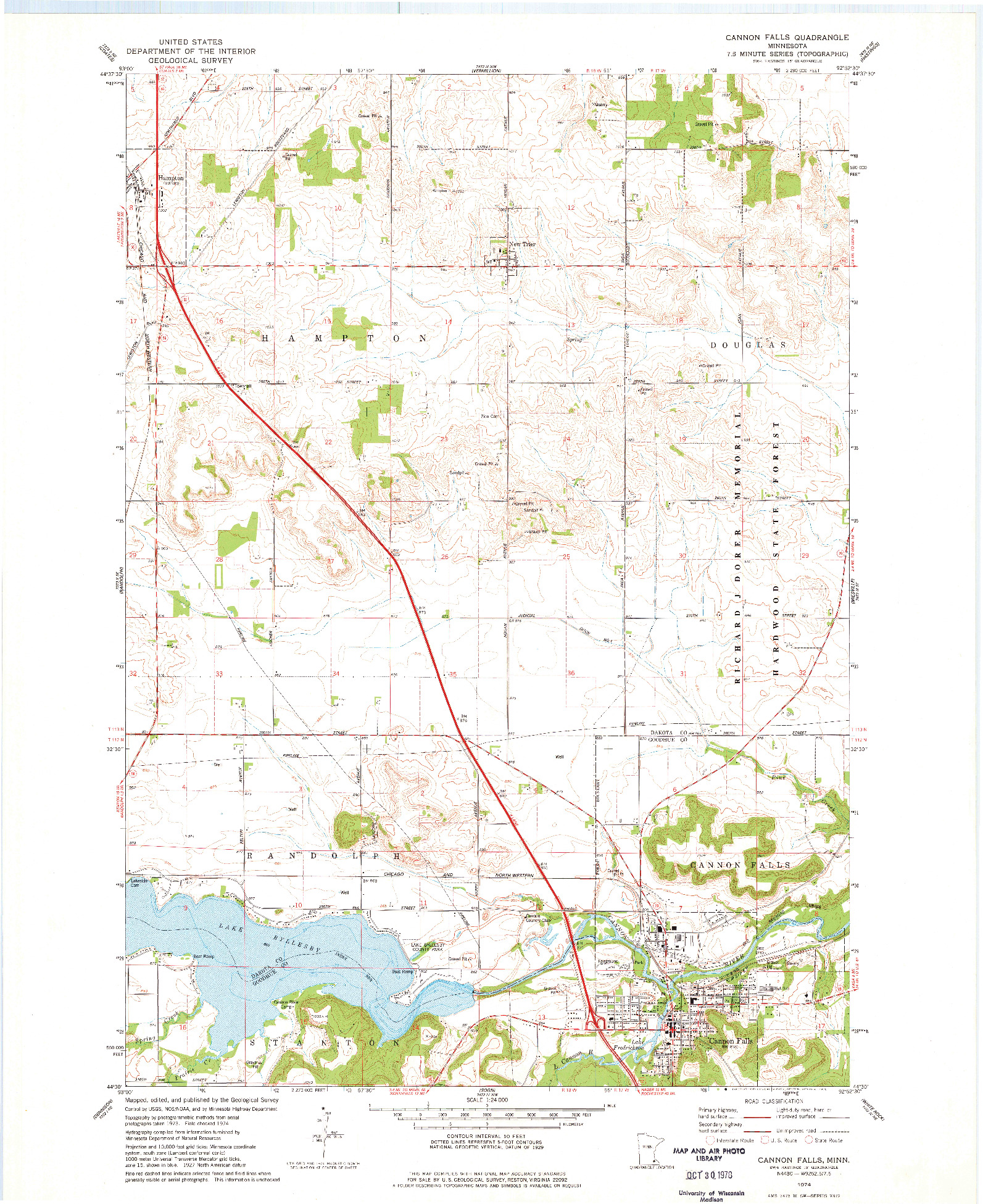 USGS 1:24000-SCALE QUADRANGLE FOR CANNON FALLS, MN 1974