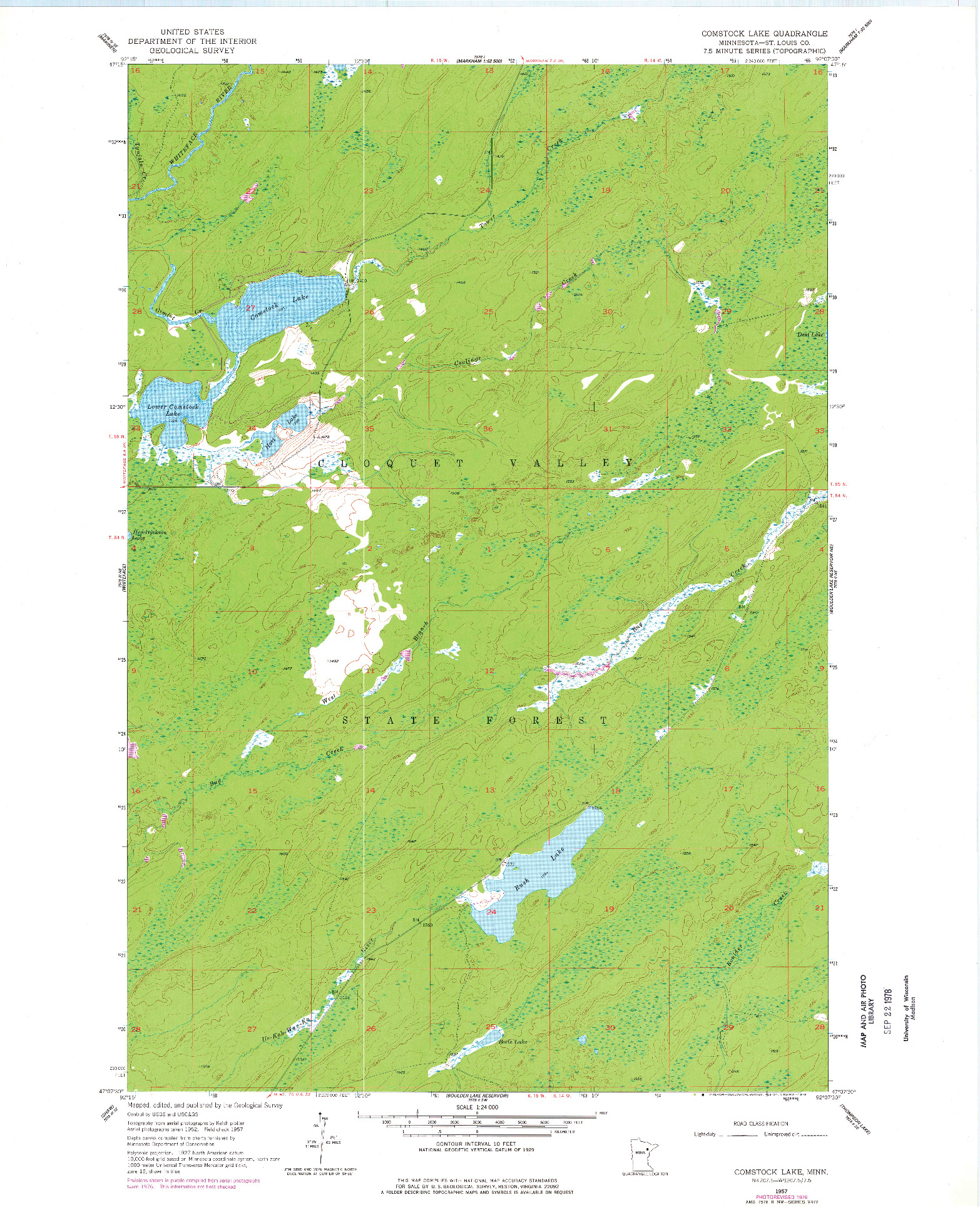 USGS 1:24000-SCALE QUADRANGLE FOR COMSTOCK LAKE, MN 1957