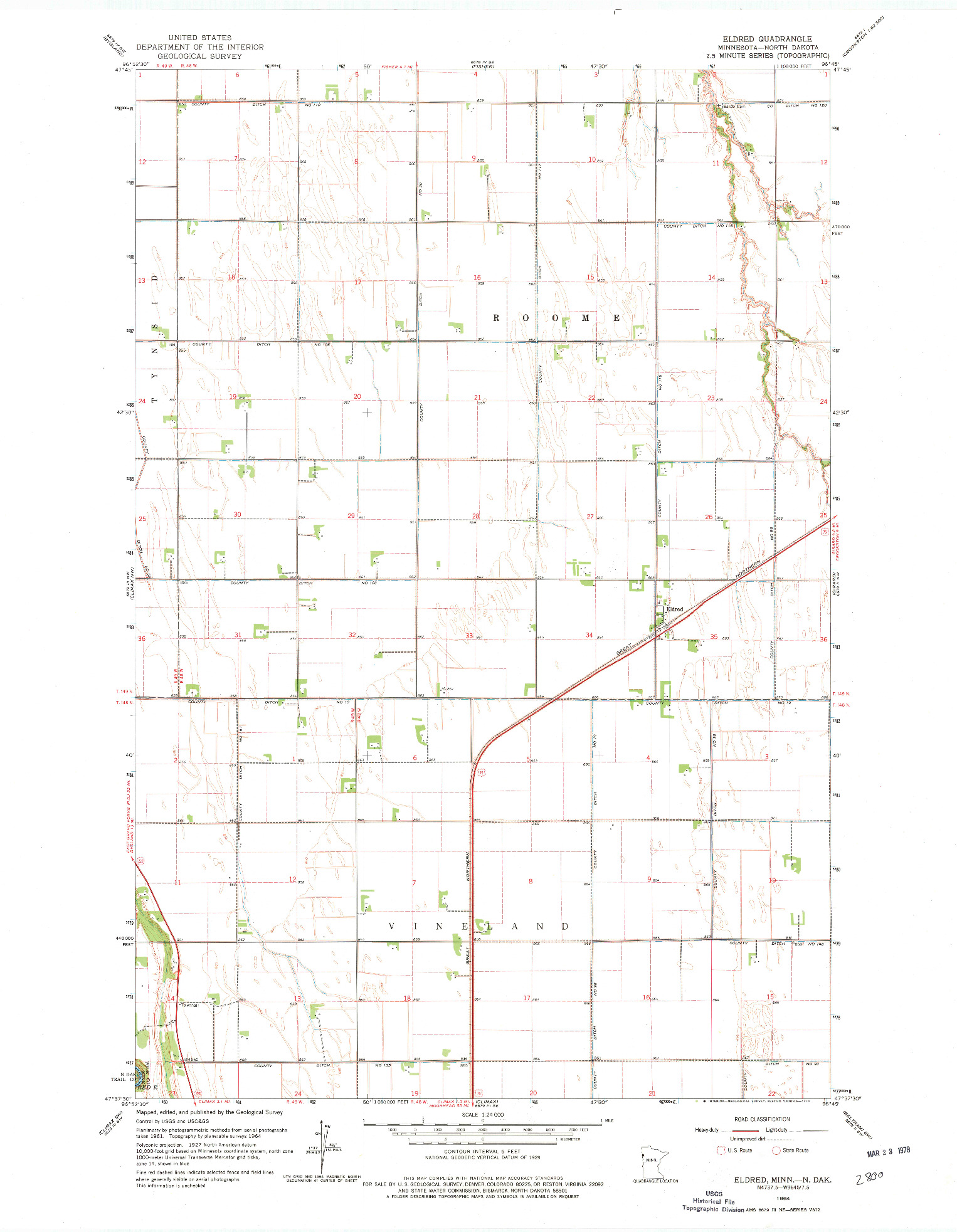 USGS 1:24000-SCALE QUADRANGLE FOR ELDRED, MN 1964