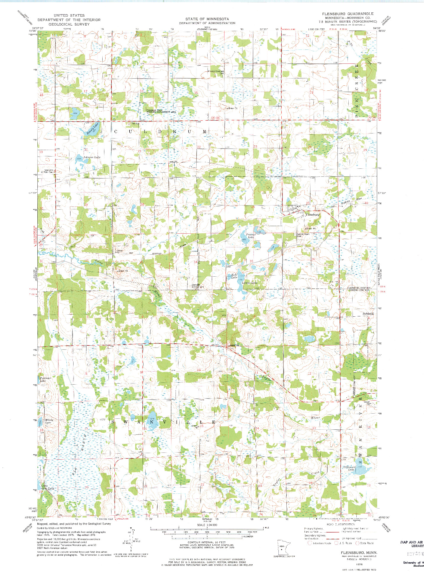 USGS 1:24000-SCALE QUADRANGLE FOR FLENSBURG, MN 1978