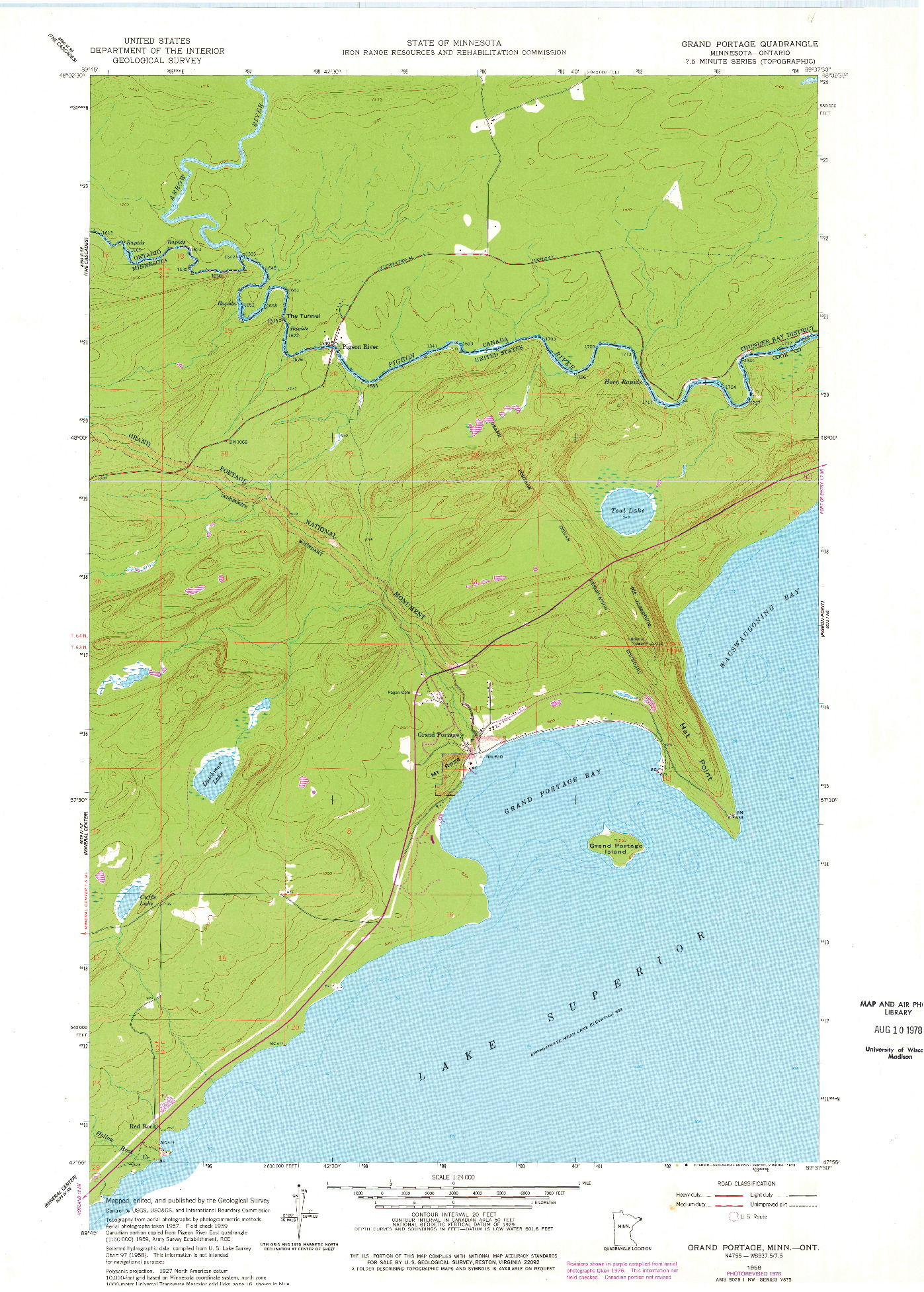 USGS 1:24000-SCALE QUADRANGLE FOR GRAND PORTAGE, MN 1959