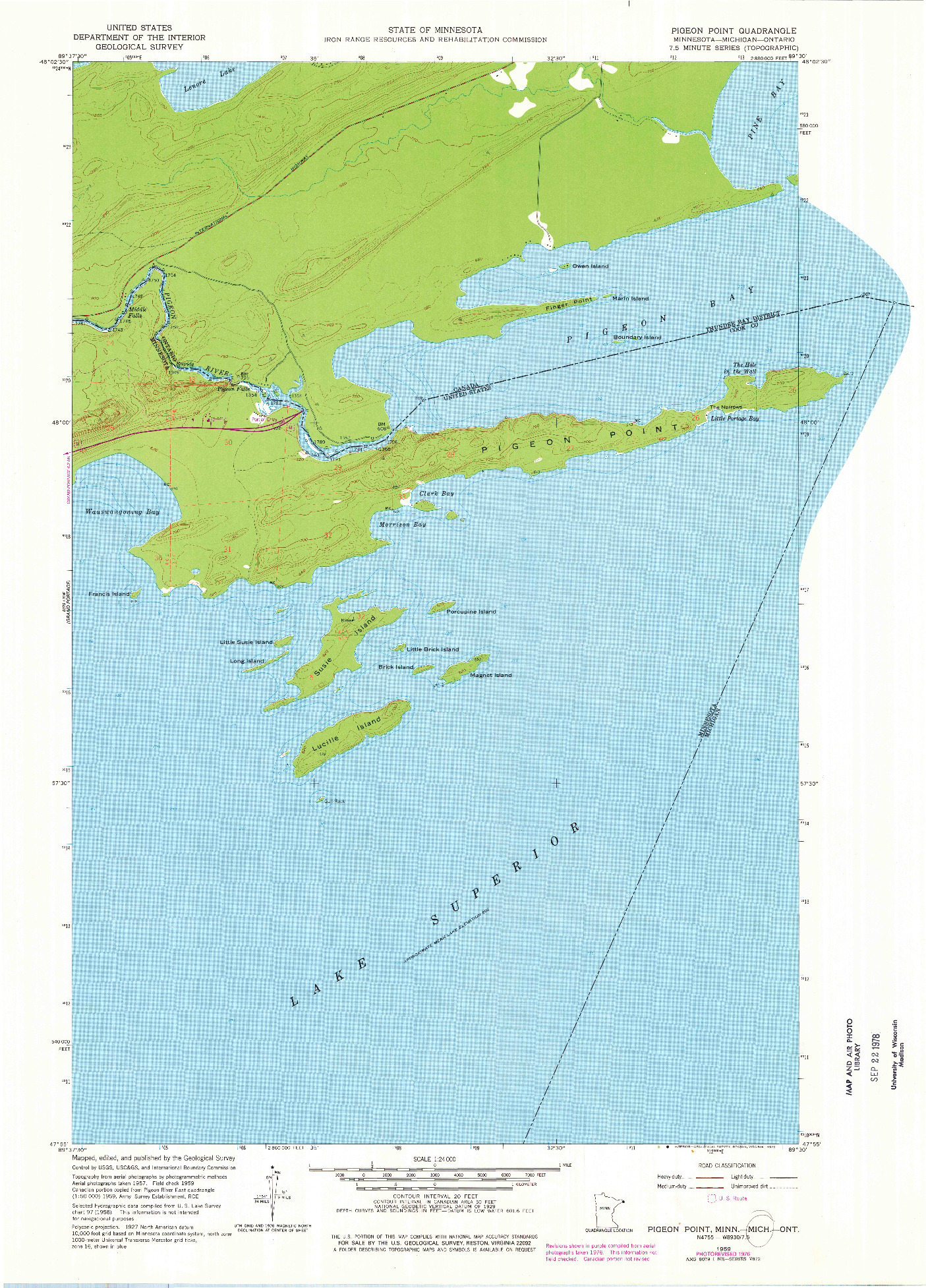 USGS 1:24000-SCALE QUADRANGLE FOR PIGEON POINT, MN 1959