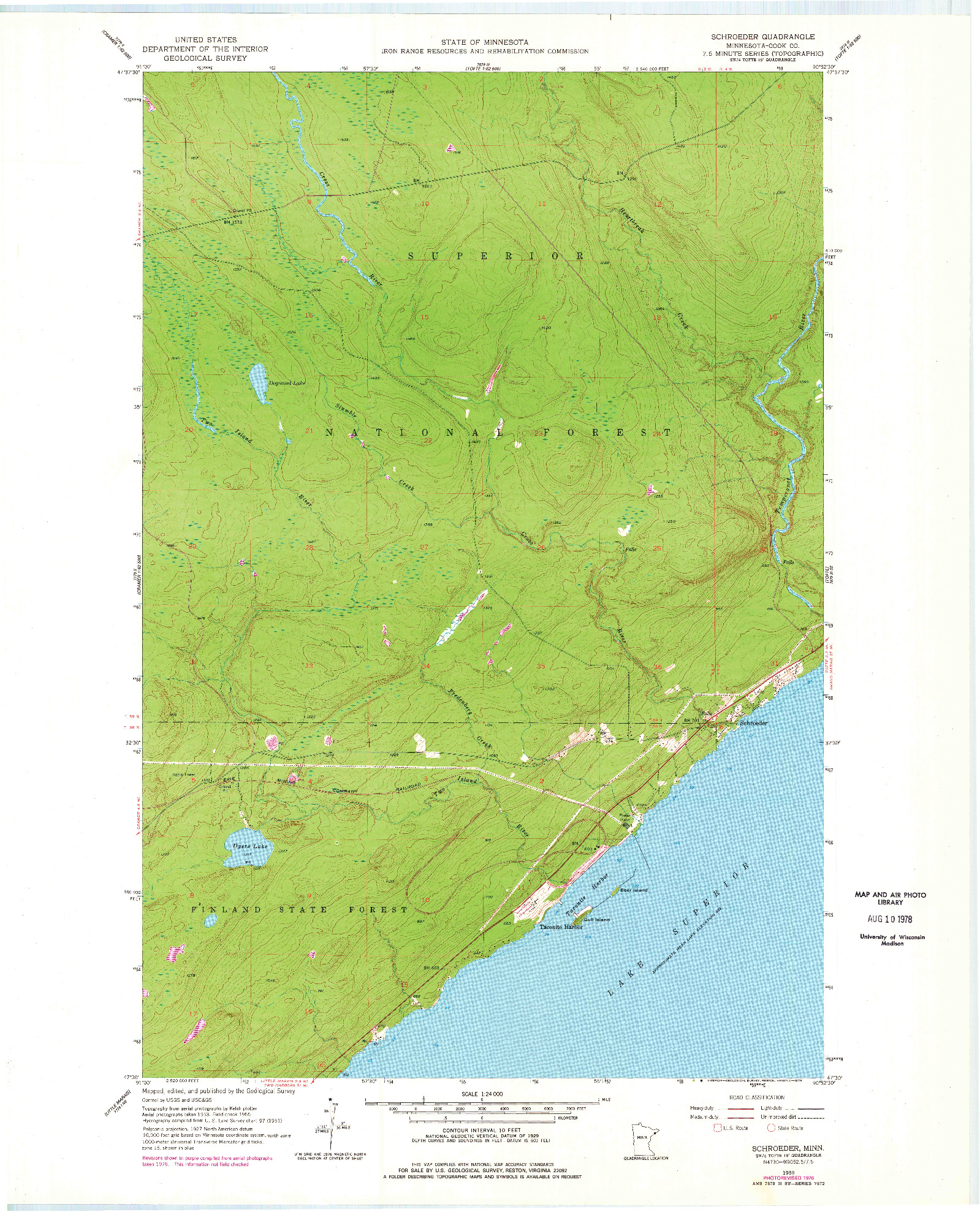 USGS 1:24000-SCALE QUADRANGLE FOR SCHROEDER, MN 1955