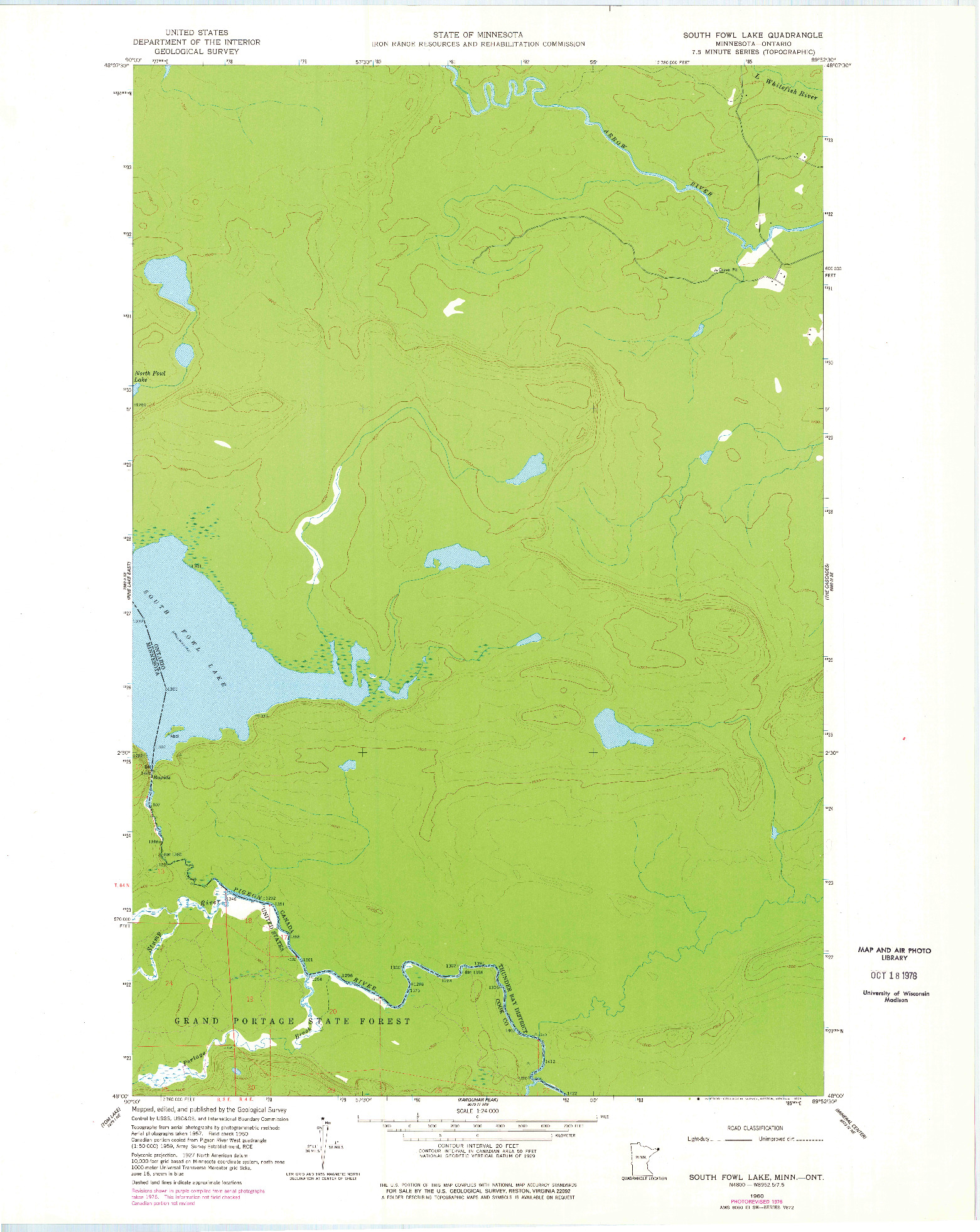 USGS 1:24000-SCALE QUADRANGLE FOR SOUTH FOWL LAKE, MN 1960