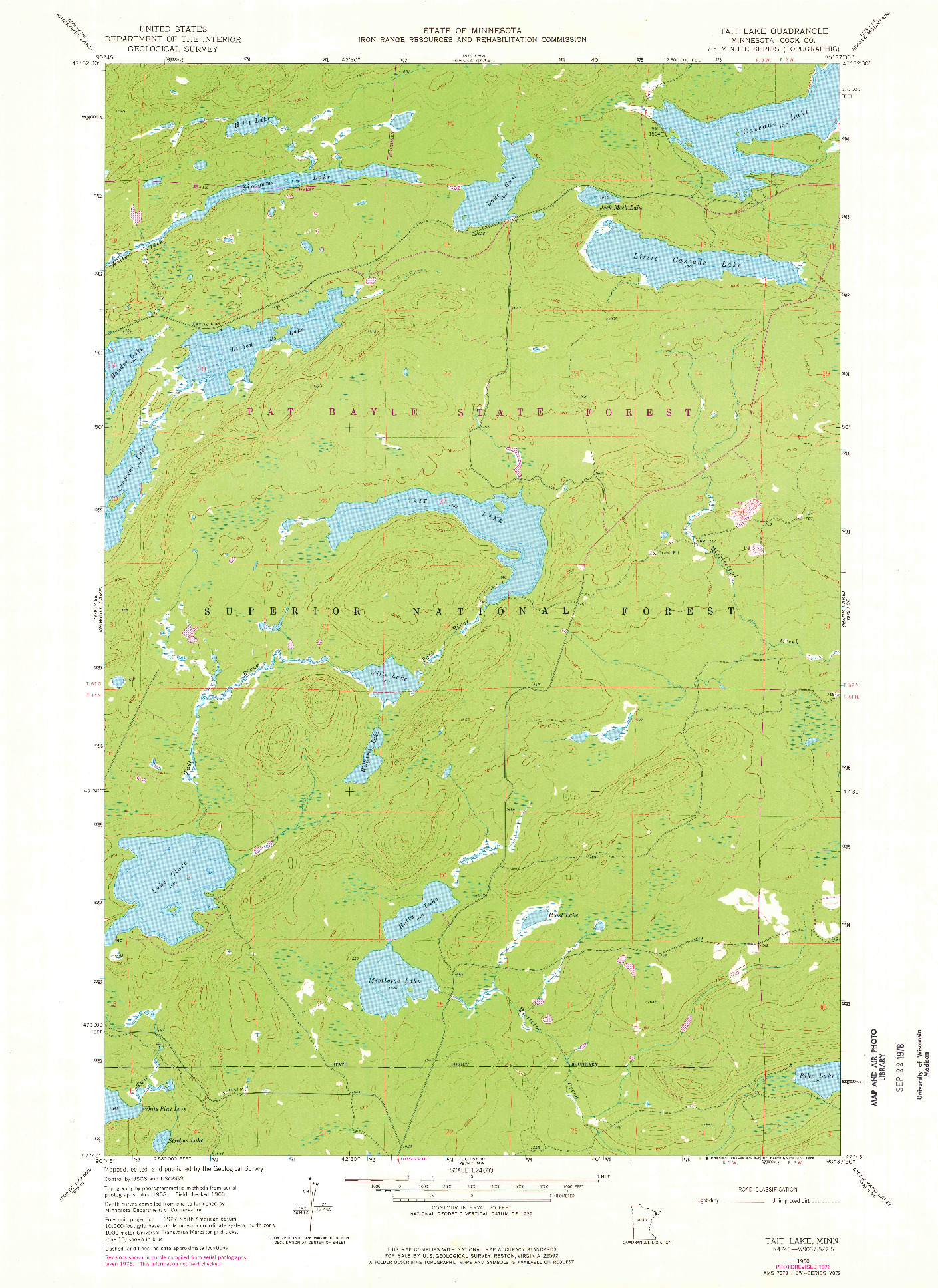 USGS 1:24000-SCALE QUADRANGLE FOR TAIT LAKE, MN 1960