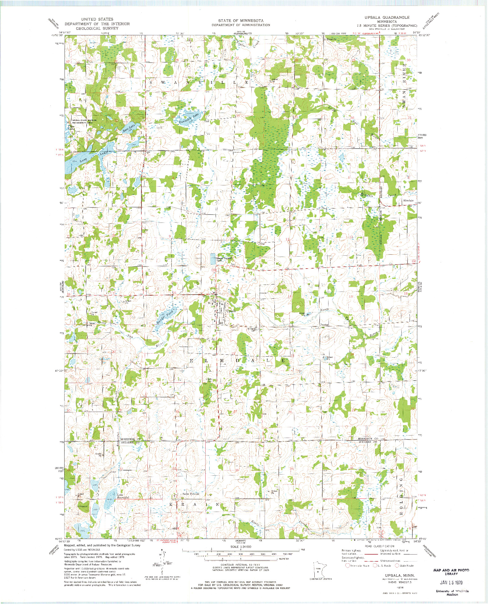 USGS 1:24000-SCALE QUADRANGLE FOR UPSALA, MN 1978