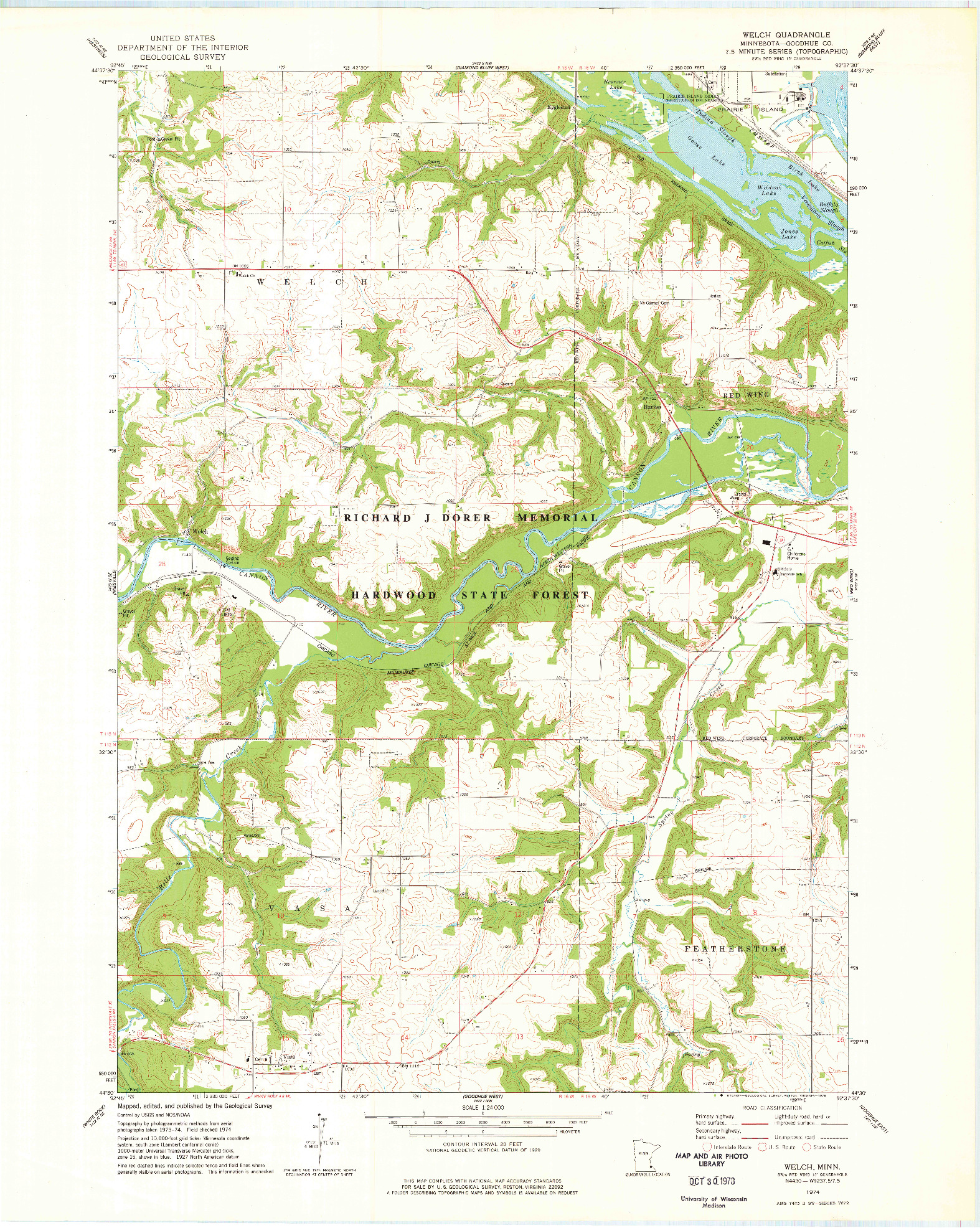 USGS 1:24000-SCALE QUADRANGLE FOR WELCH, MN 1974