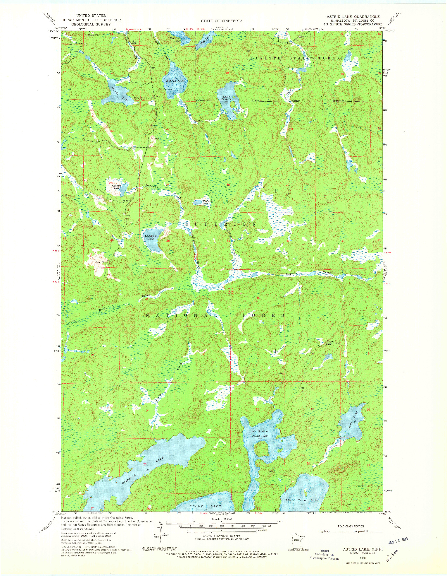 USGS 1:24000-SCALE QUADRANGLE FOR ASTRID LAKE, MN 1963