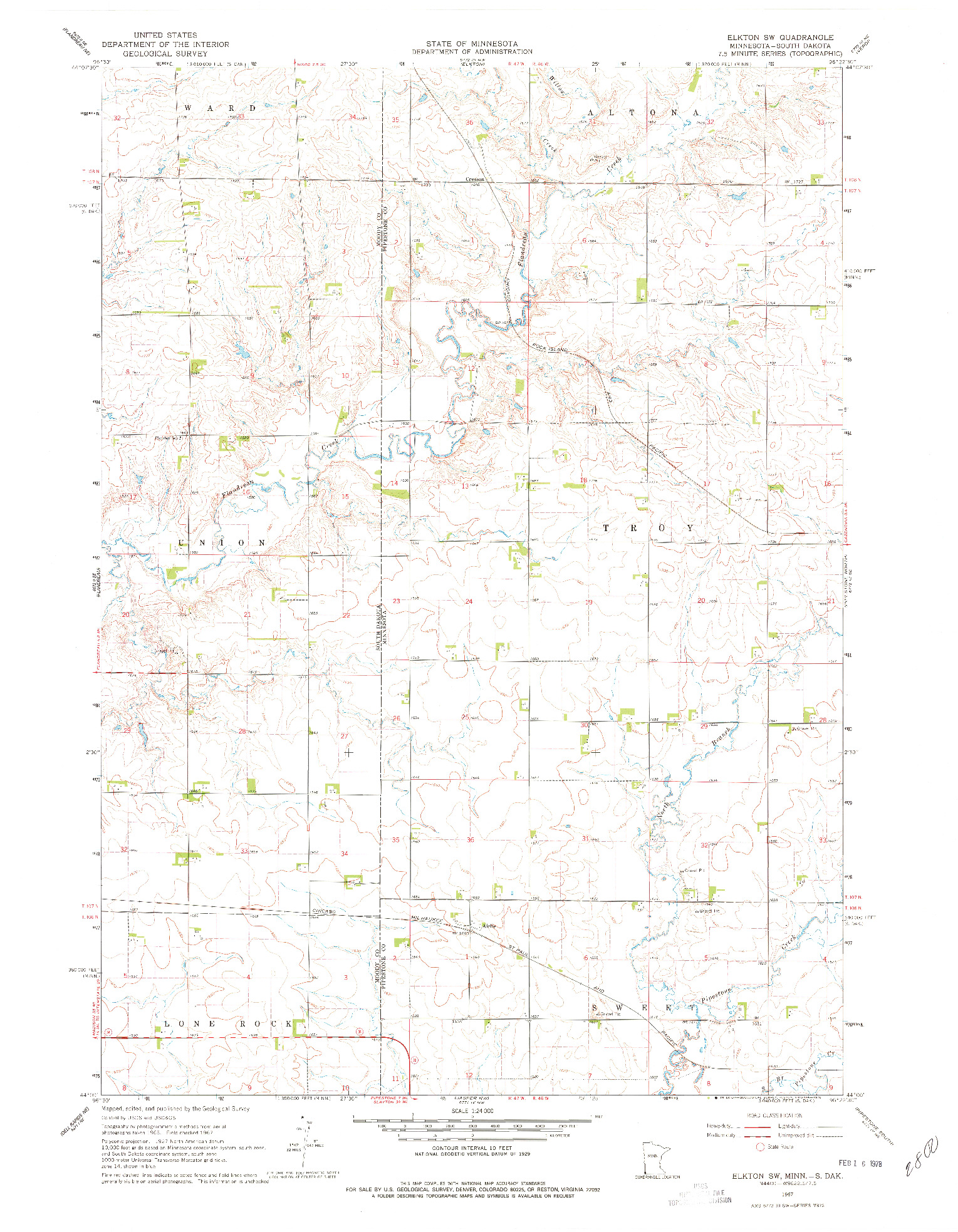 USGS 1:24000-SCALE QUADRANGLE FOR ELKTON SW, MN 1967