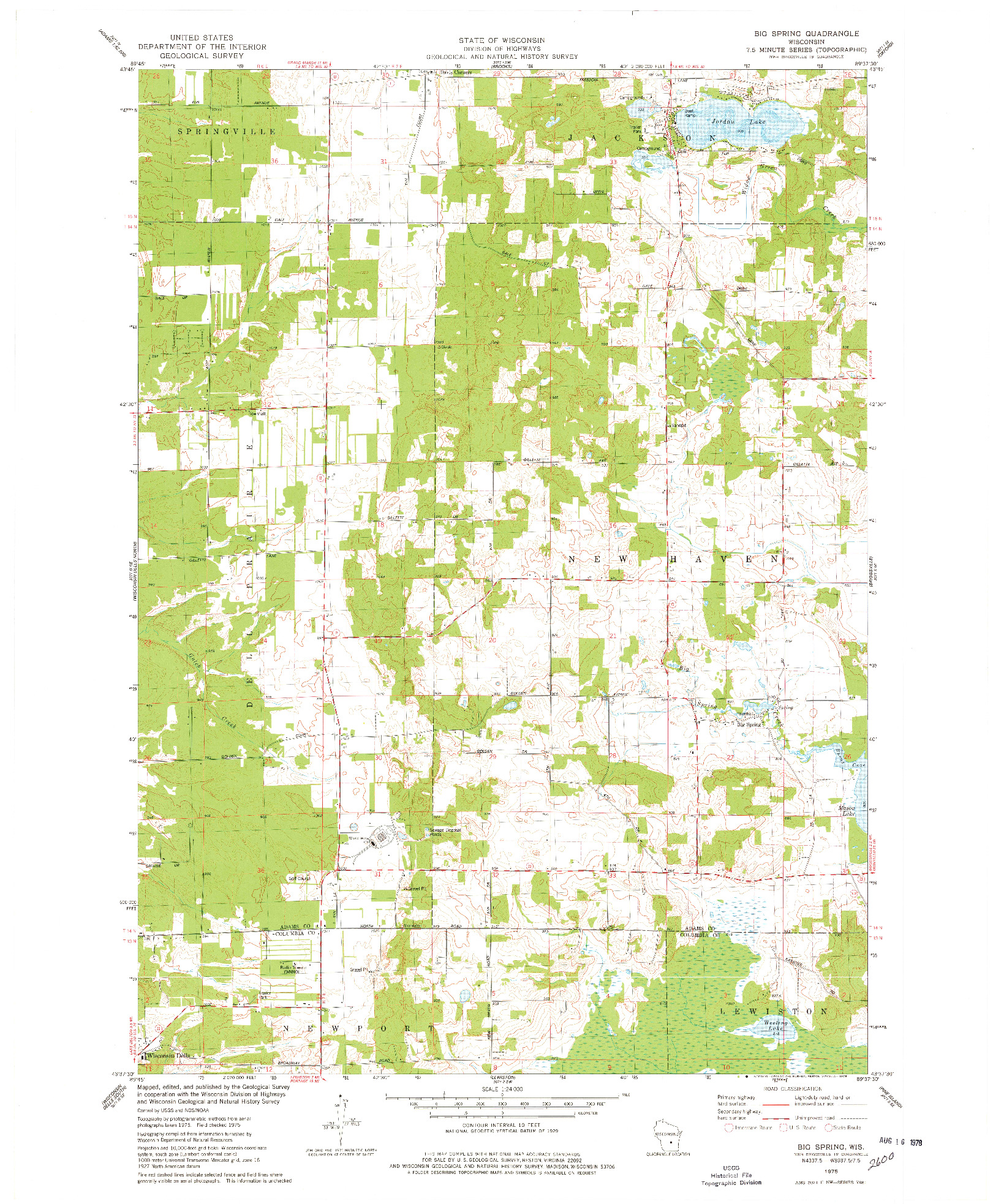 USGS 1:24000-SCALE QUADRANGLE FOR BIG SPRING, WI 1975