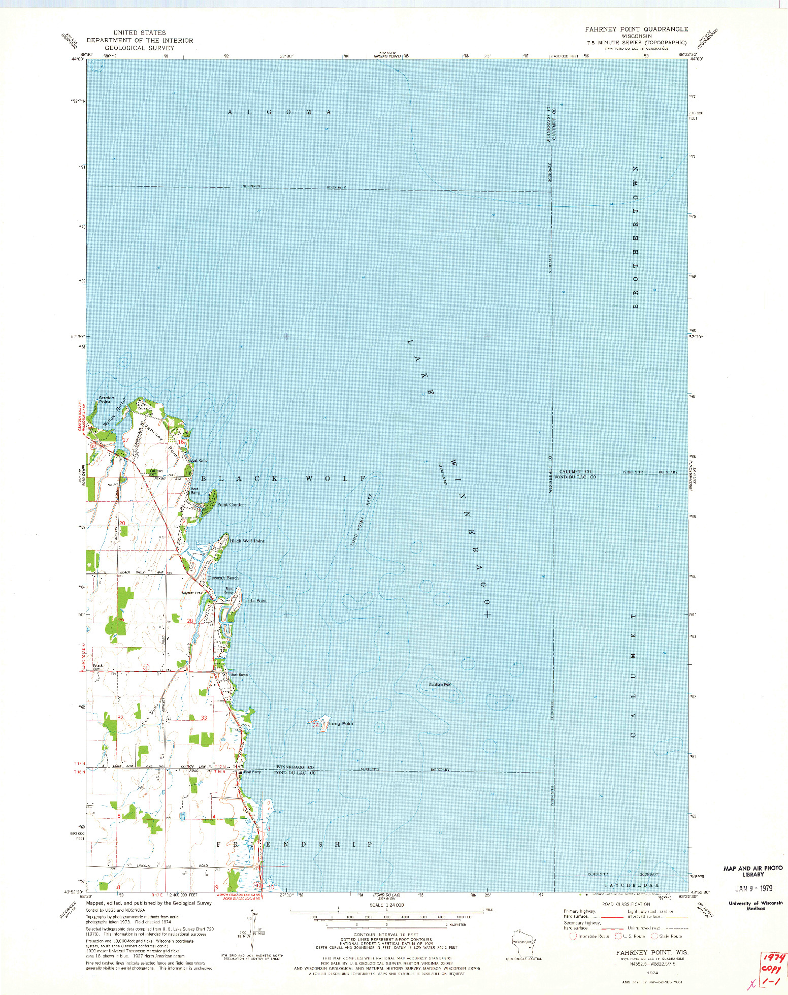 USGS 1:24000-SCALE QUADRANGLE FOR FAHRNEY POINT, WI 1974