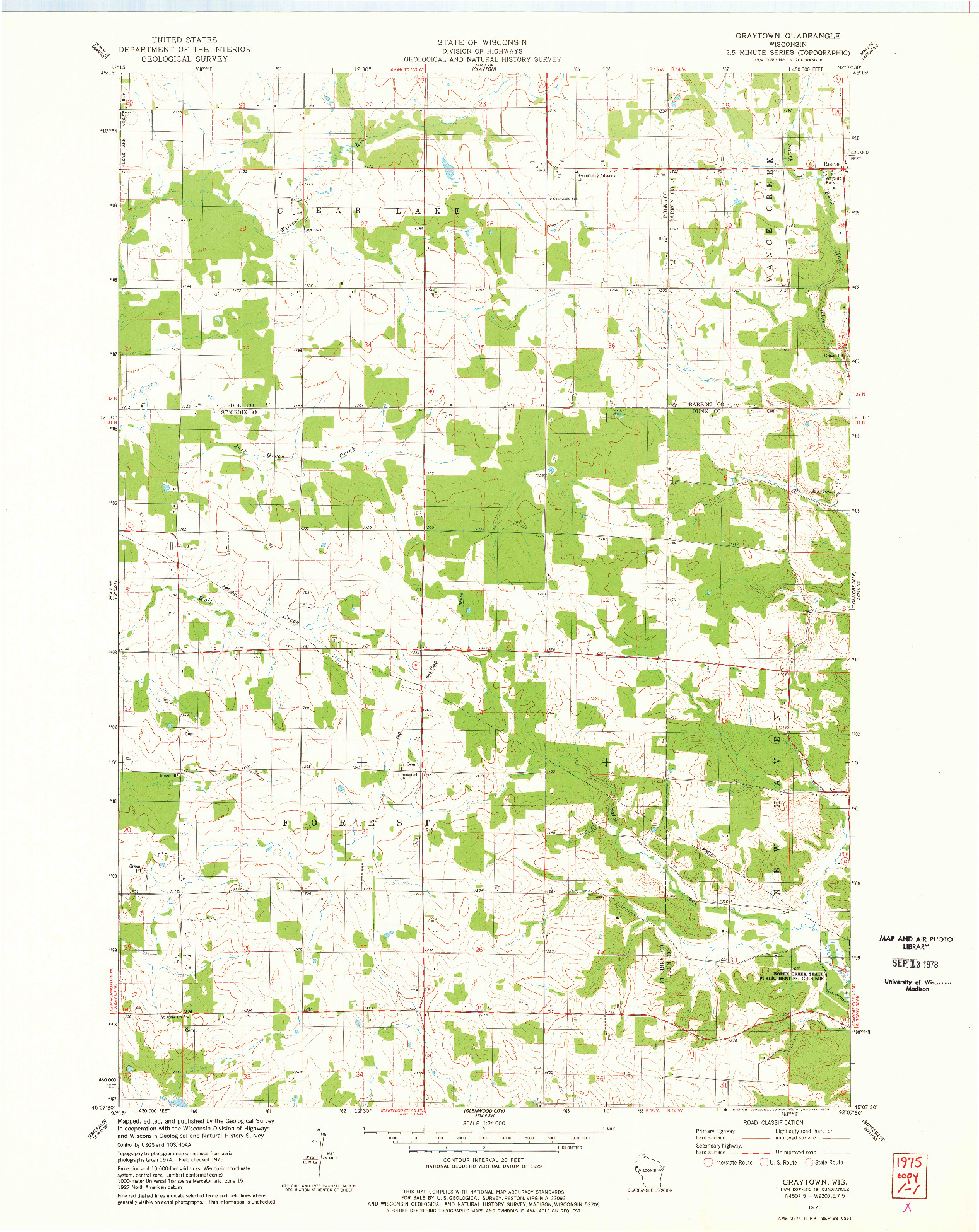 USGS 1:24000-SCALE QUADRANGLE FOR GRAYTOWN, WI 1975