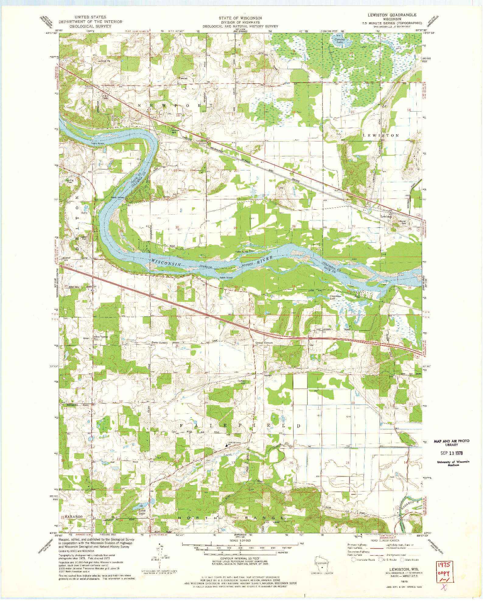 USGS 1:24000-SCALE QUADRANGLE FOR LEWISTON, WI 1975