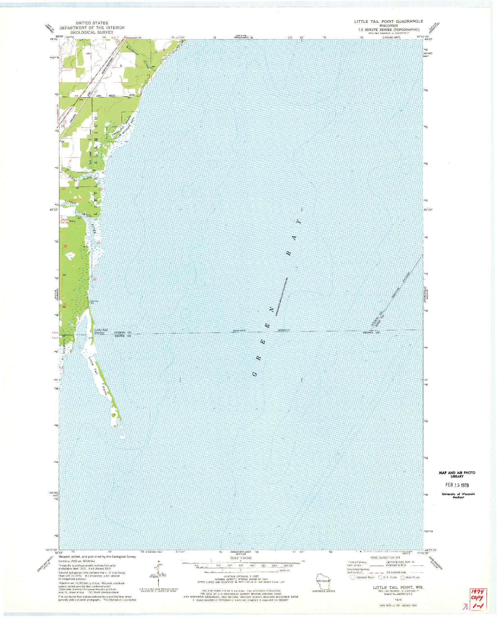 USGS 1:24000-SCALE QUADRANGLE FOR LITTLE TAIL POINT, WI 1974
