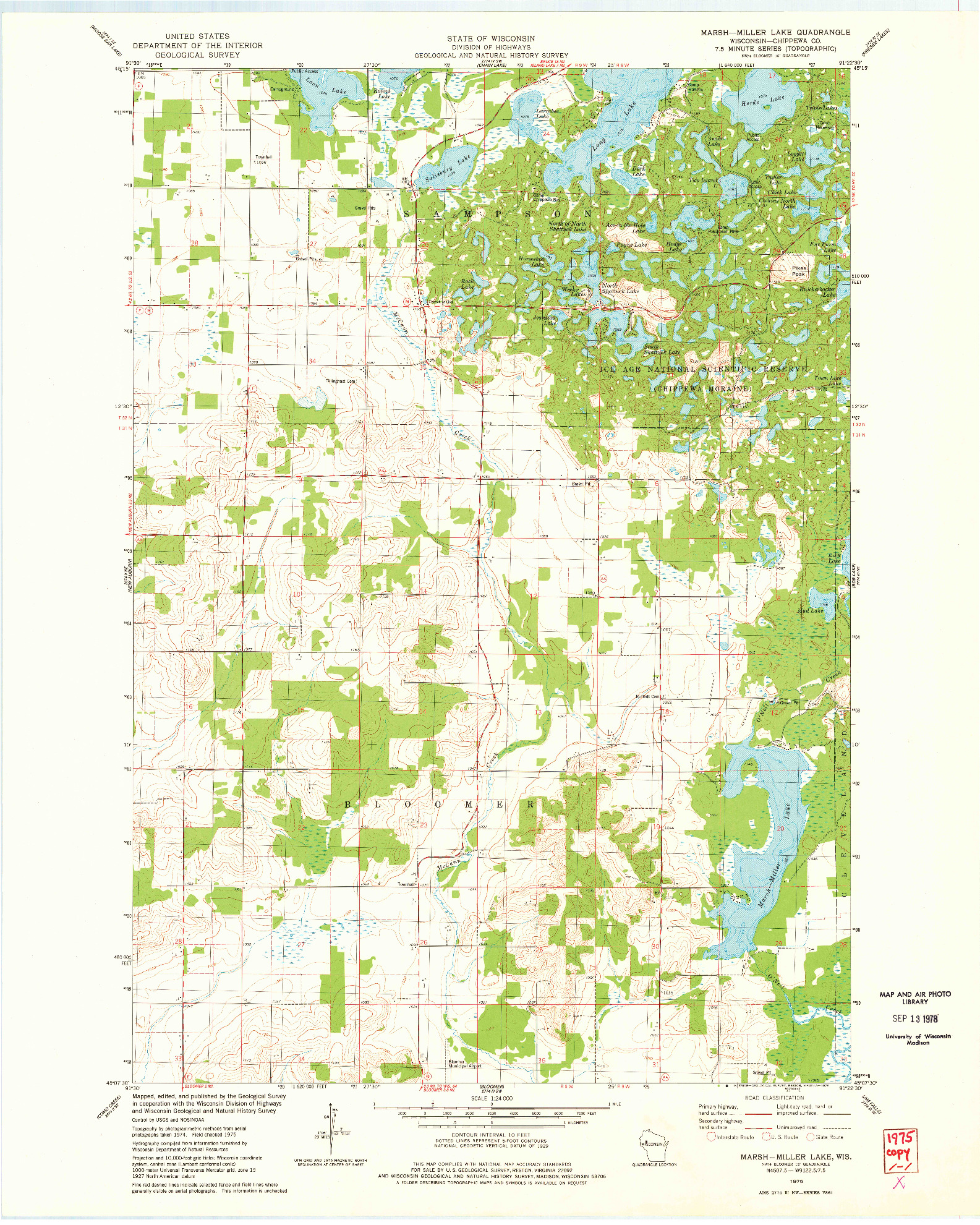 USGS 1:24000-SCALE QUADRANGLE FOR MARSH-MILLER LAKE, WI 1975