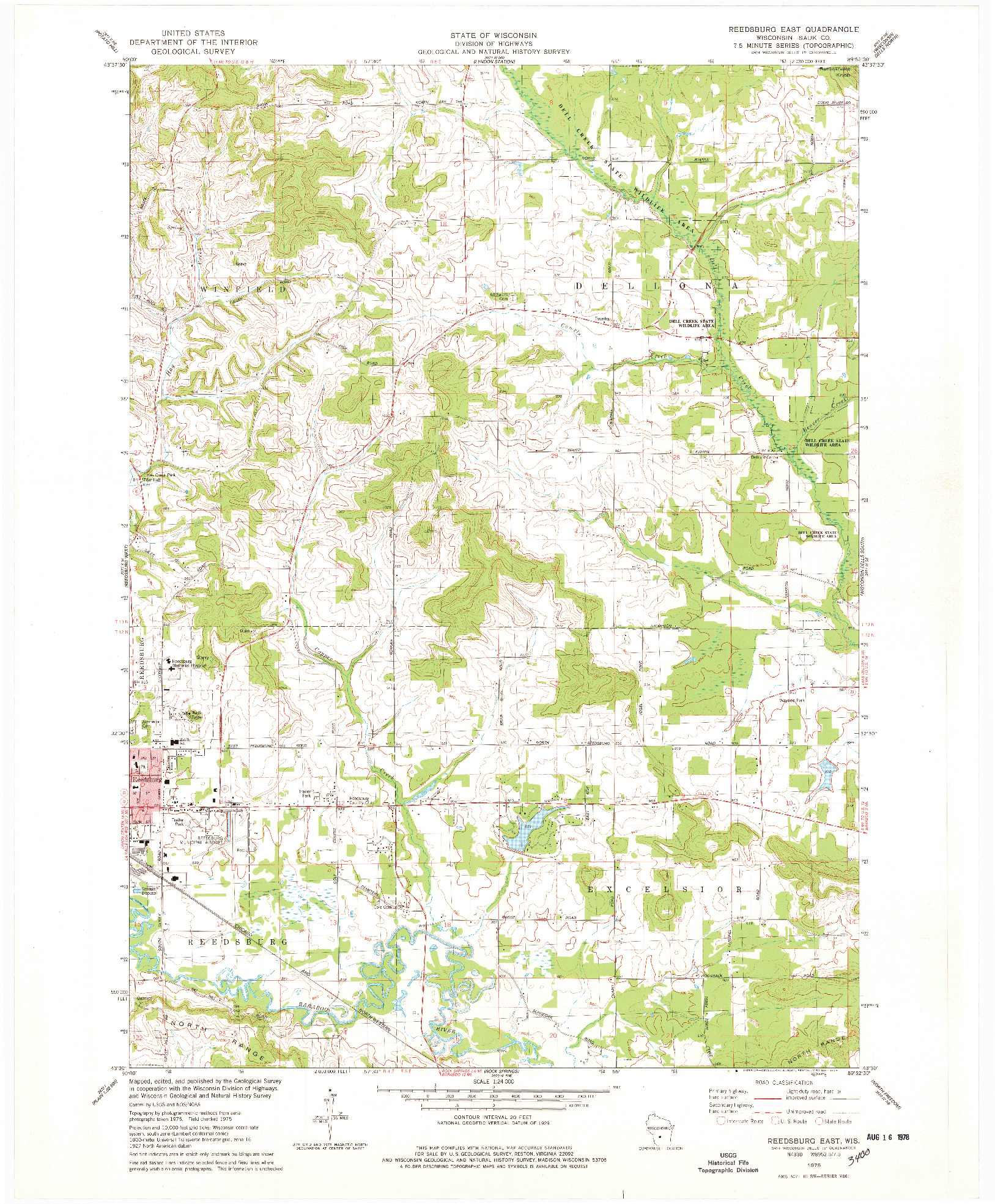 USGS 1:24000-SCALE QUADRANGLE FOR REEDSBURG EAST, WI 1975