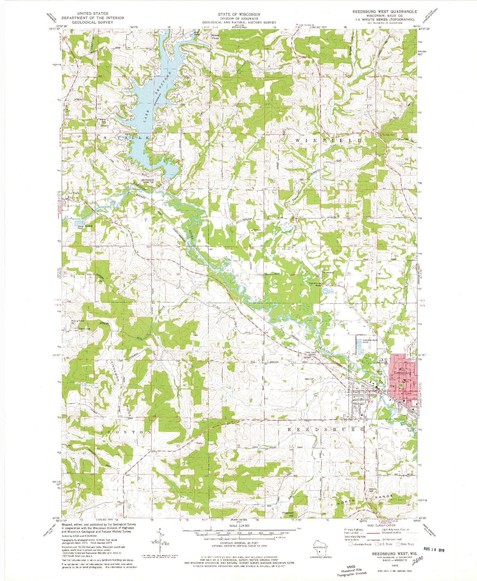 USGS 1:24000-SCALE QUADRANGLE FOR REEDSBURG WEST, WI 1975