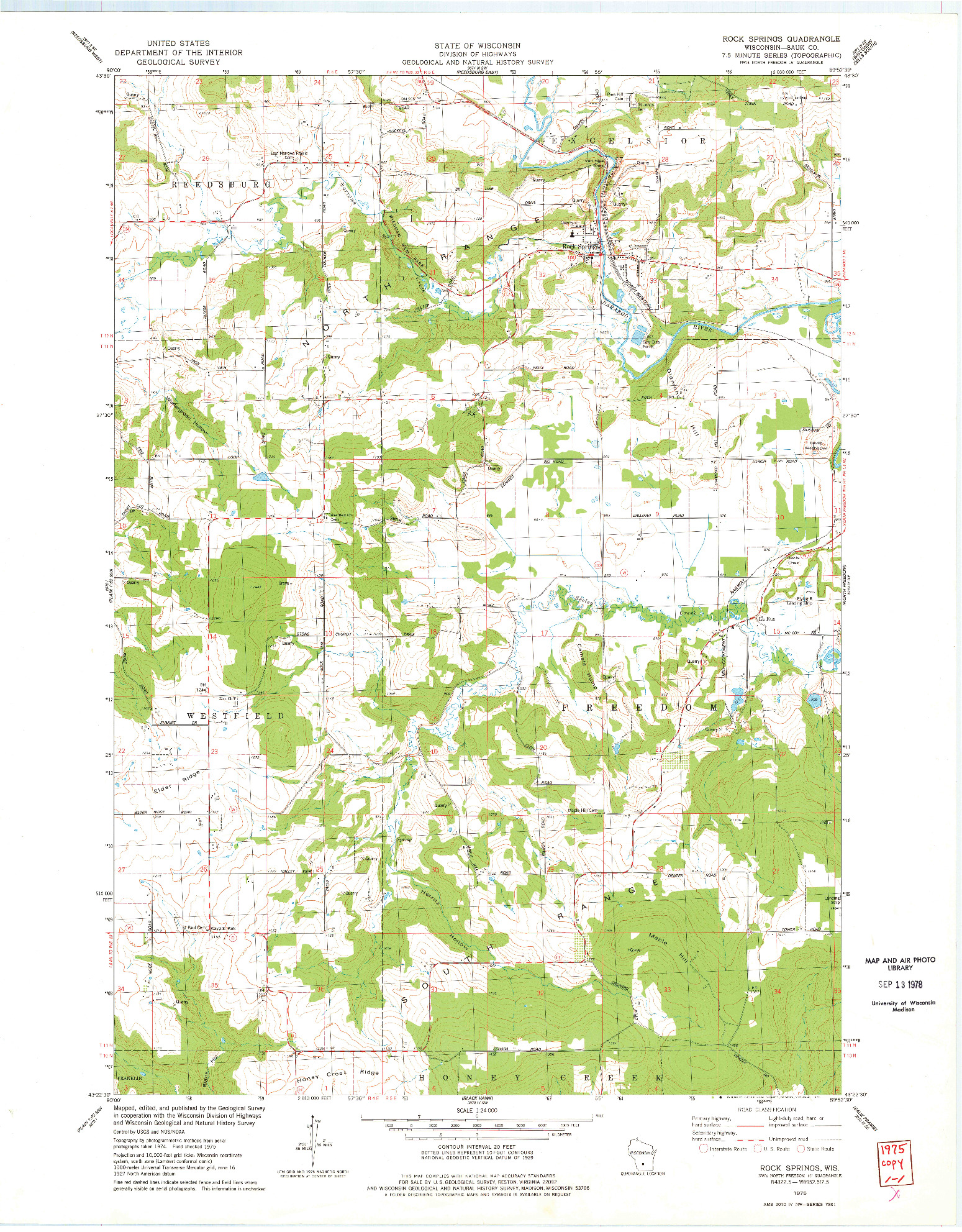 USGS 1:24000-SCALE QUADRANGLE FOR ROCK FALLS, WI 1975