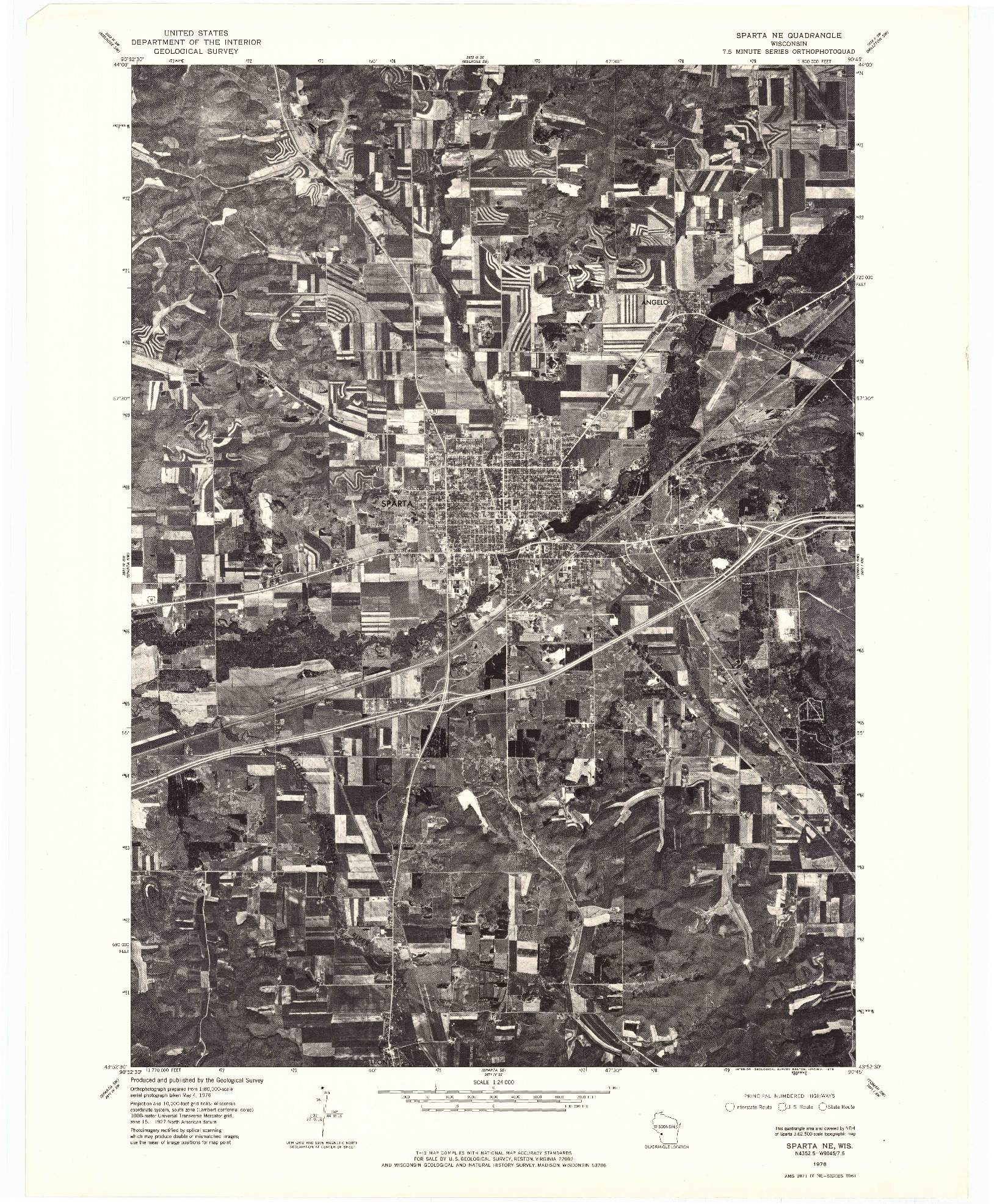 USGS 1:24000-SCALE QUADRANGLE FOR SPARTA NE, WI 1976