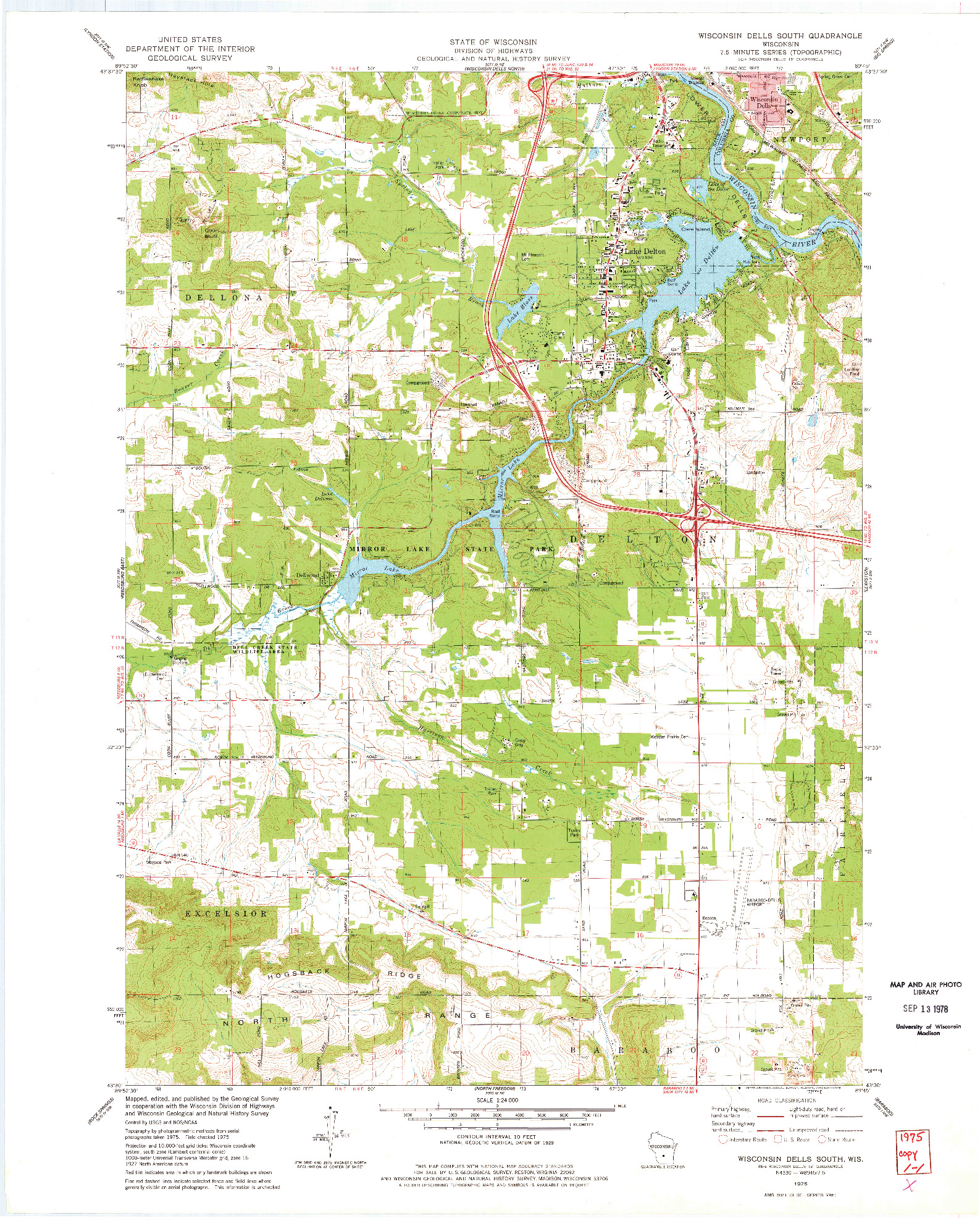 USGS 1:24000-SCALE QUADRANGLE FOR WISCONSIN DELLS SOUTH, WI 1975