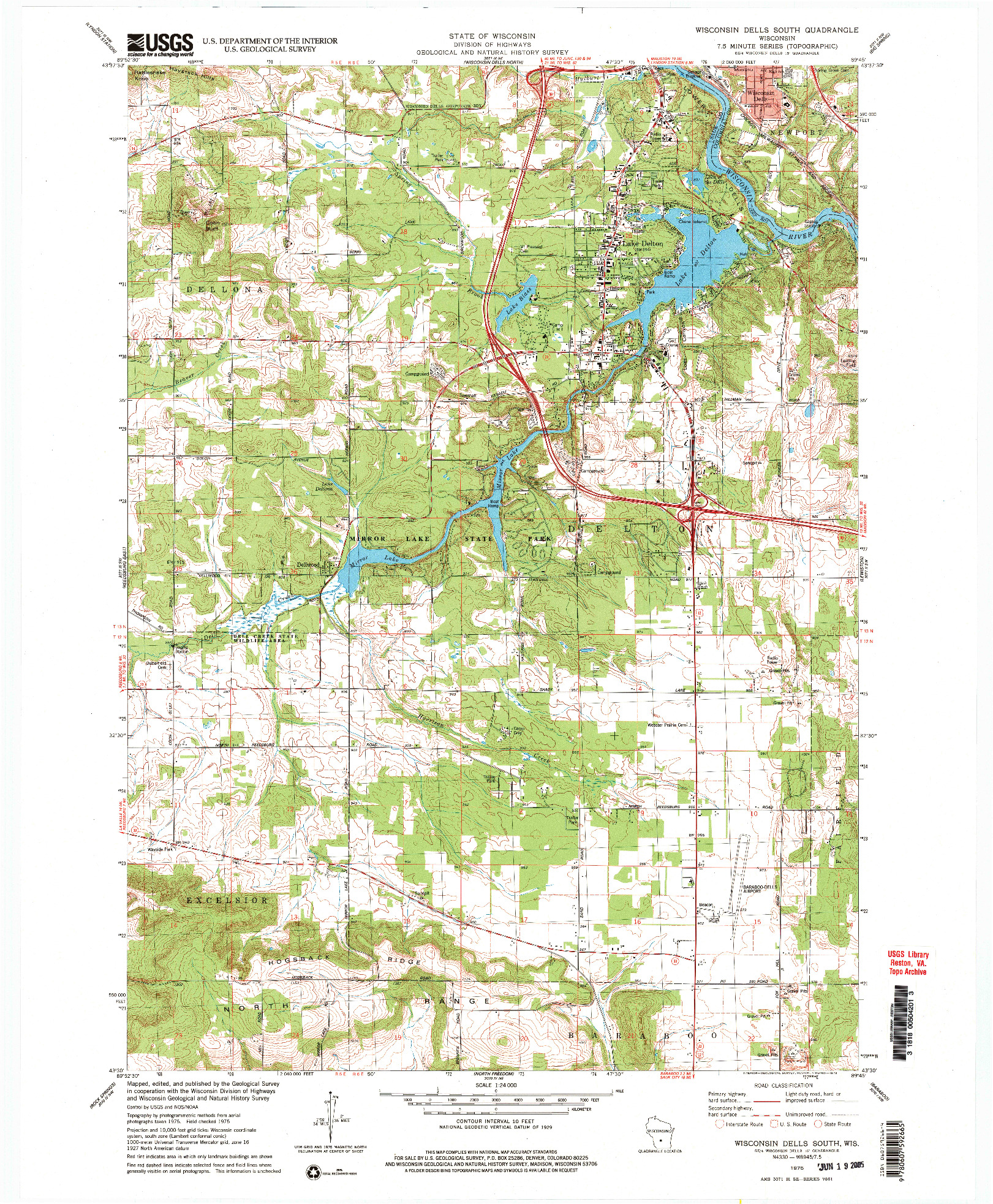 USGS 1:24000-SCALE QUADRANGLE FOR WISCONSIN DELLS SOUTH, WI 1975