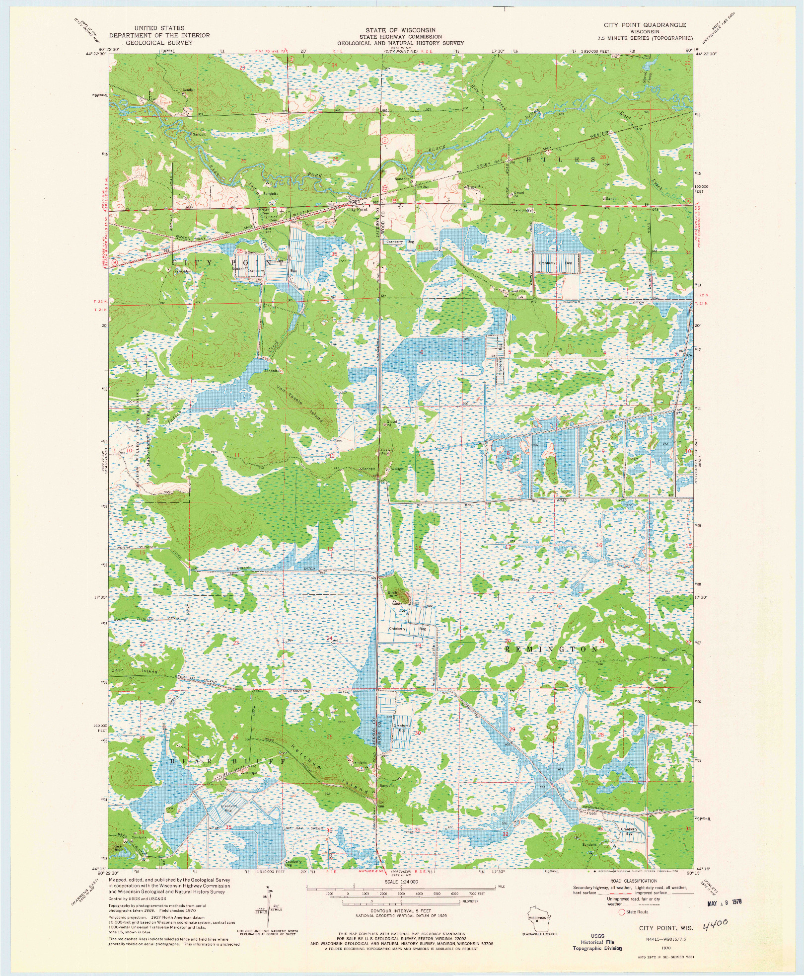 USGS 1:24000-SCALE QUADRANGLE FOR CITY POINT, WI 1970