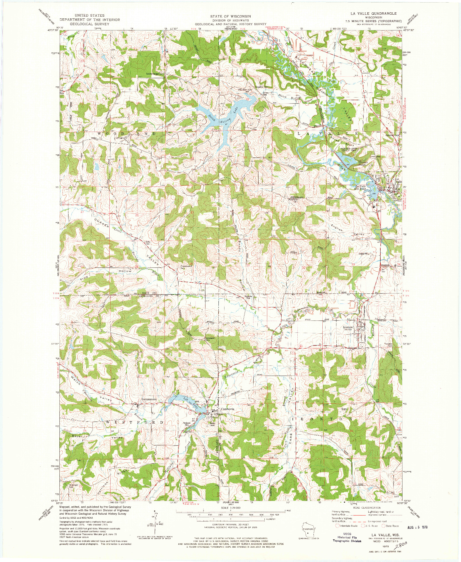 USGS 1:24000-SCALE QUADRANGLE FOR LA VALLE, WI 1975