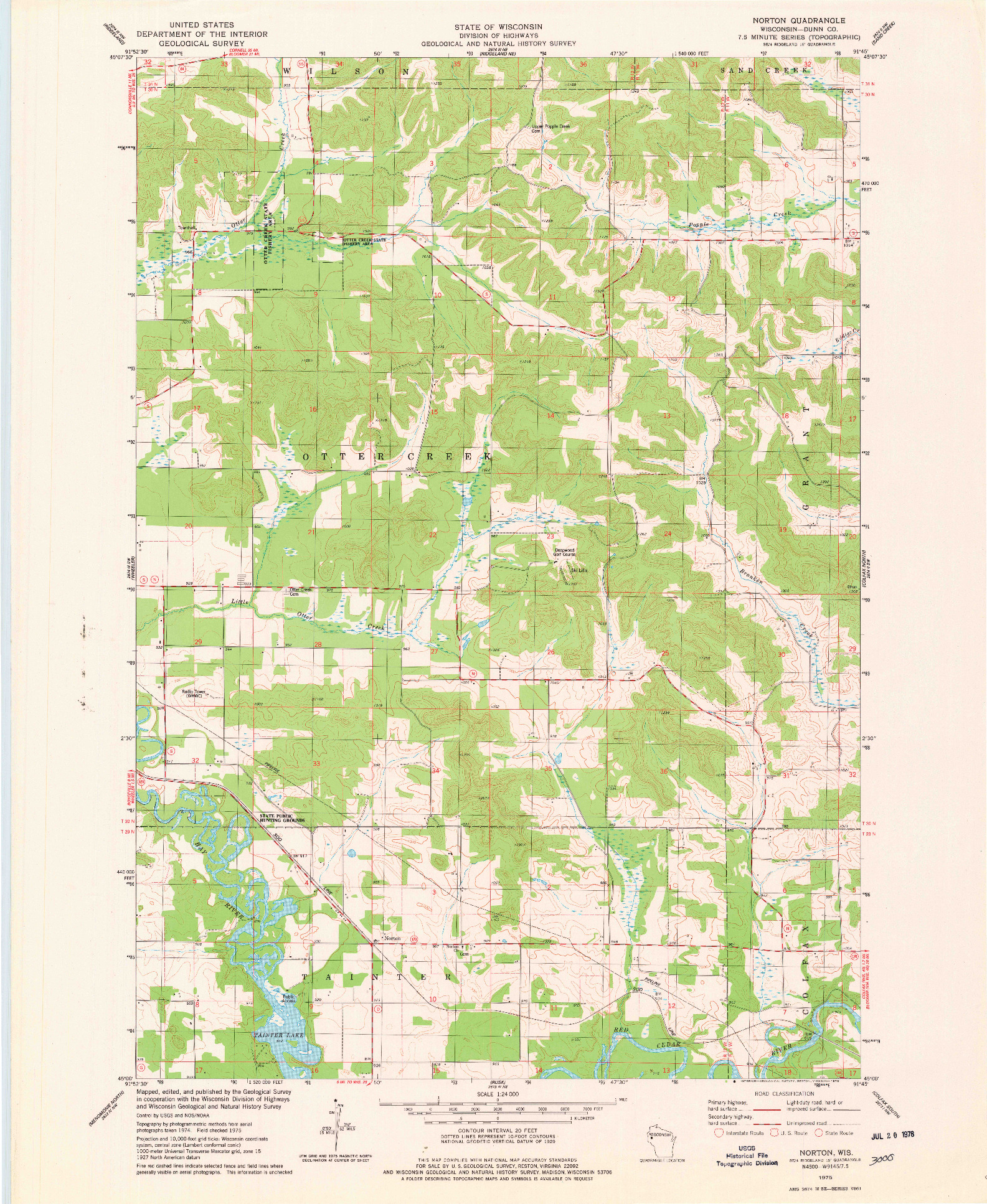 USGS 1:24000-SCALE QUADRANGLE FOR NORTON, WI 1975