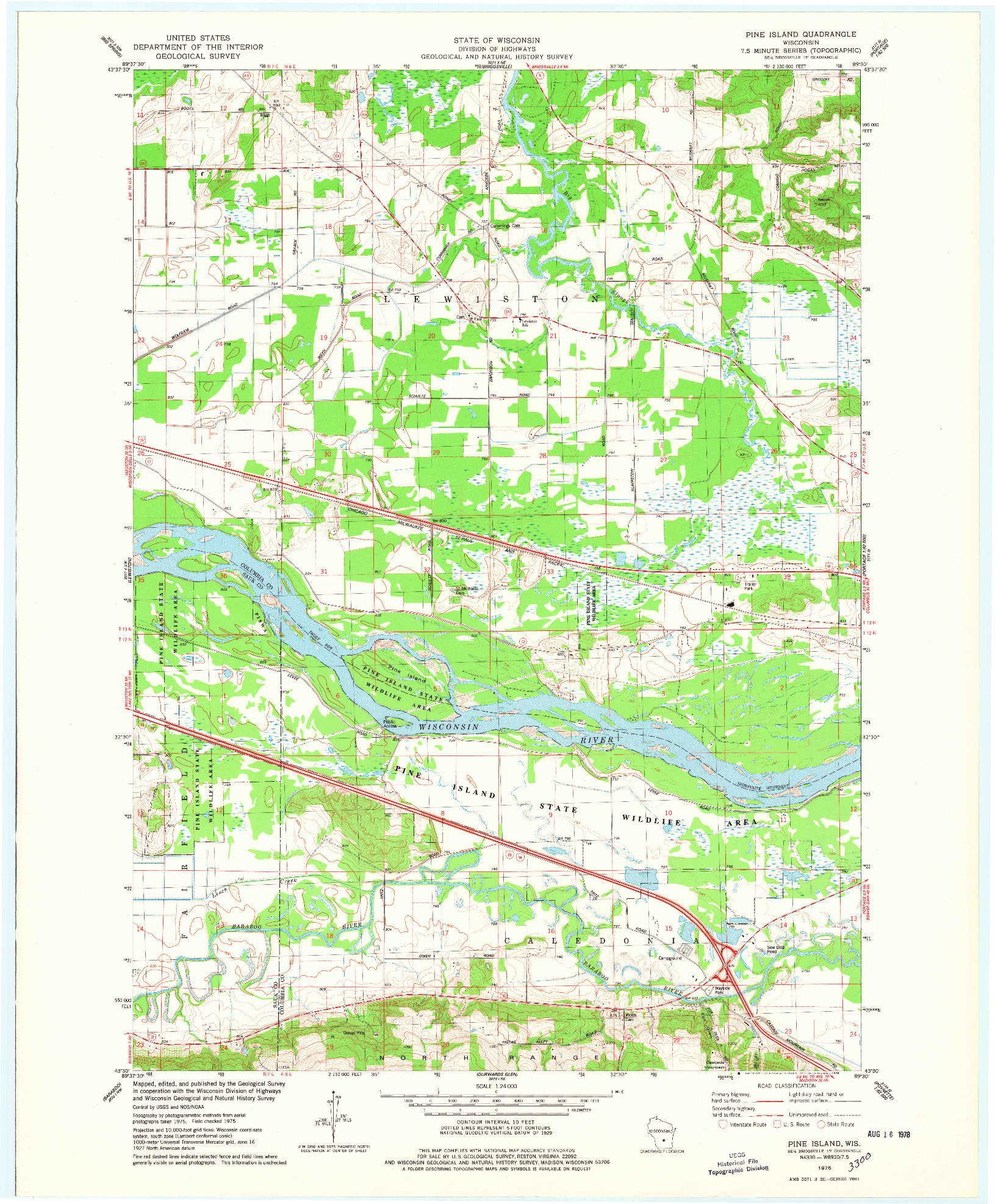 USGS 1:24000-SCALE QUADRANGLE FOR PINE ISLAND, WI 1975