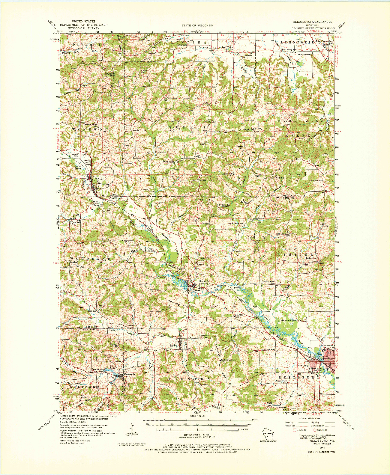USGS 1:62500-SCALE QUADRANGLE FOR REEDSBURG, WI 1956