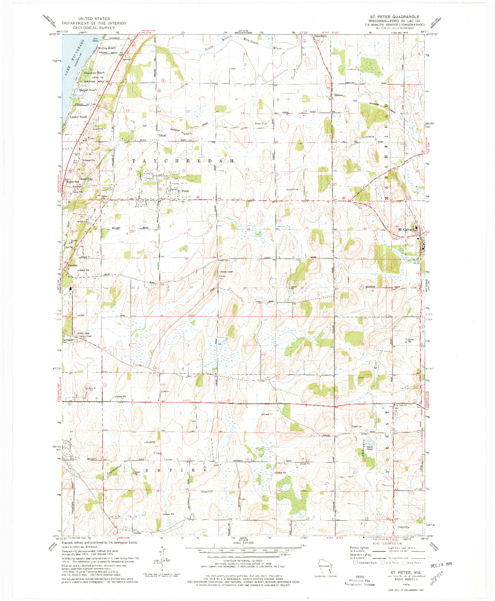USGS 1:24000-SCALE QUADRANGLE FOR ST. PETER, WI 1974