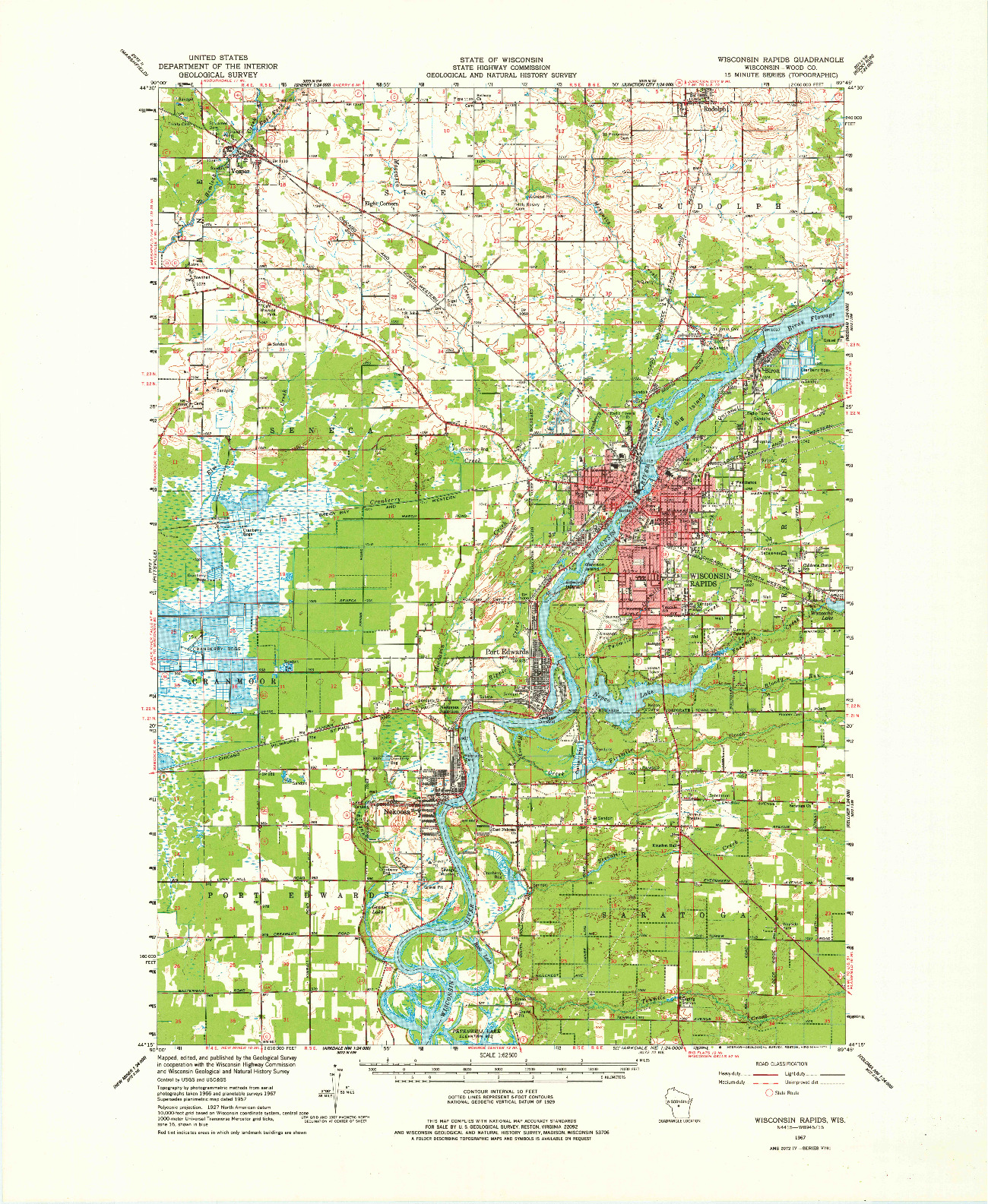 USGS 1:62500-SCALE QUADRANGLE FOR WISCONSIN RAPIDS, WI 1967