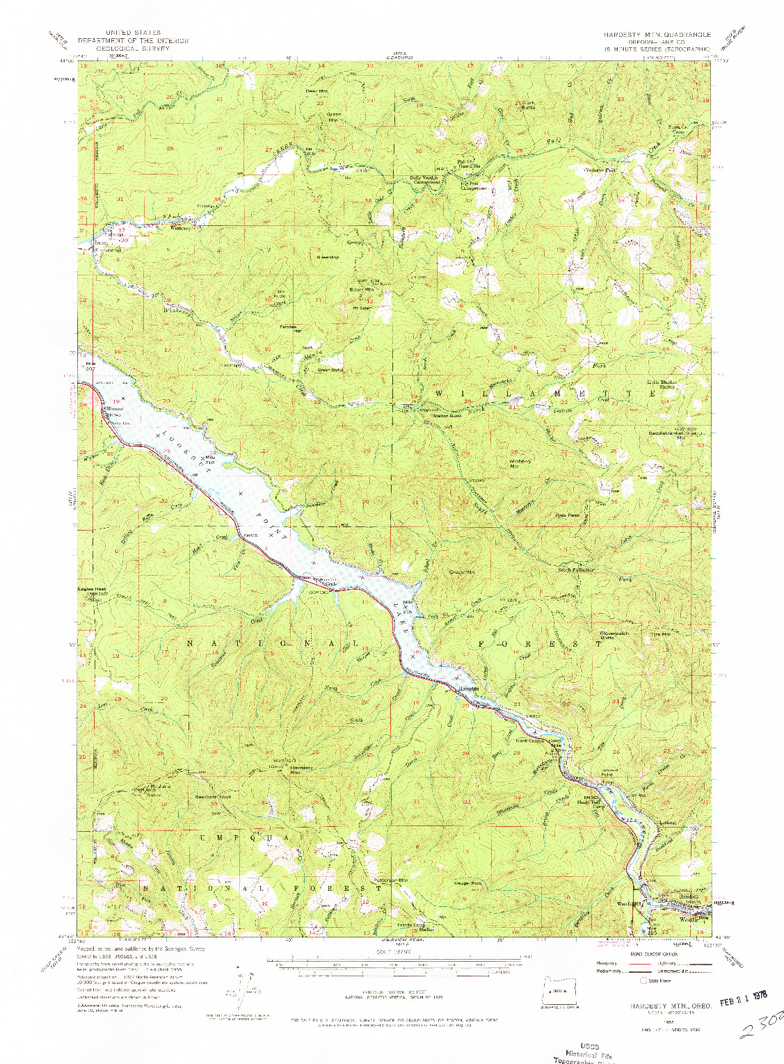 USGS 1:62500-SCALE QUADRANGLE FOR HARDESTY MTN, OR 1955