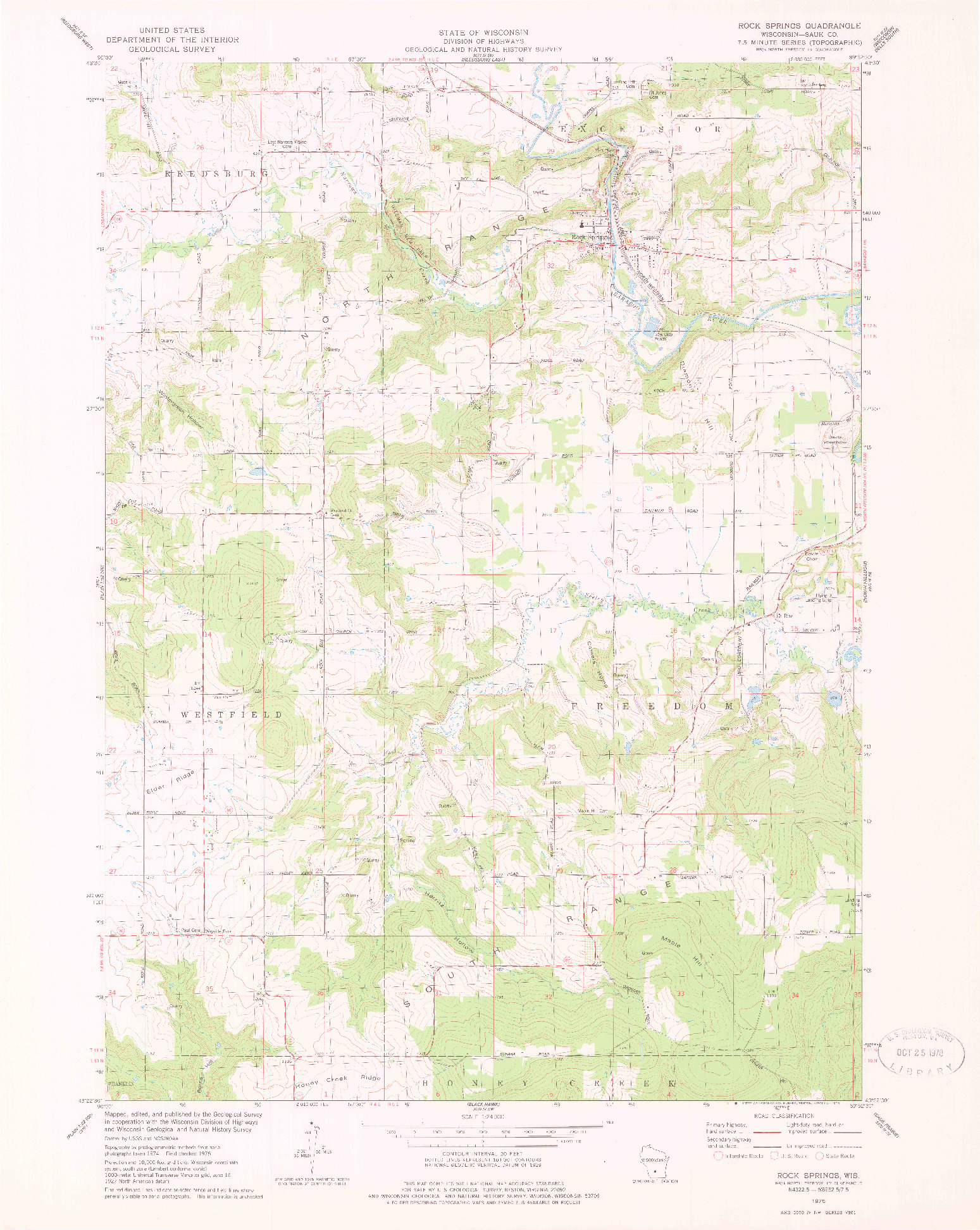 USGS 1:24000-SCALE QUADRANGLE FOR ROCK SPRINGS, WI 1975