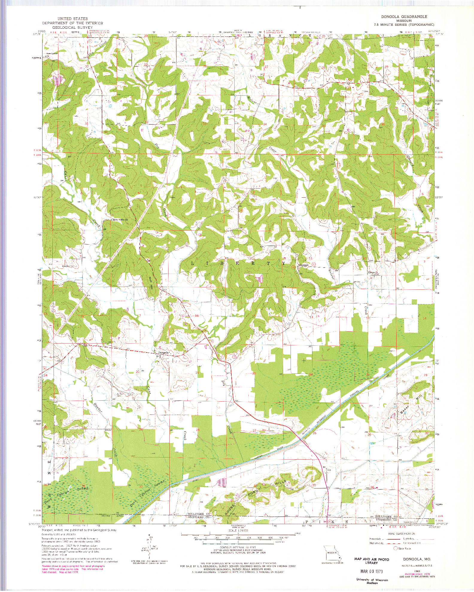 USGS 1:24000-SCALE QUADRANGLE FOR DONGOLA, MO 1963