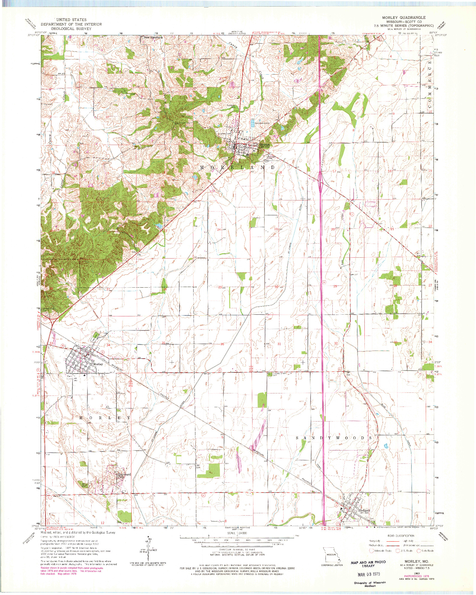 USGS 1:24000-SCALE QUADRANGLE FOR MORLEY, MO 1963