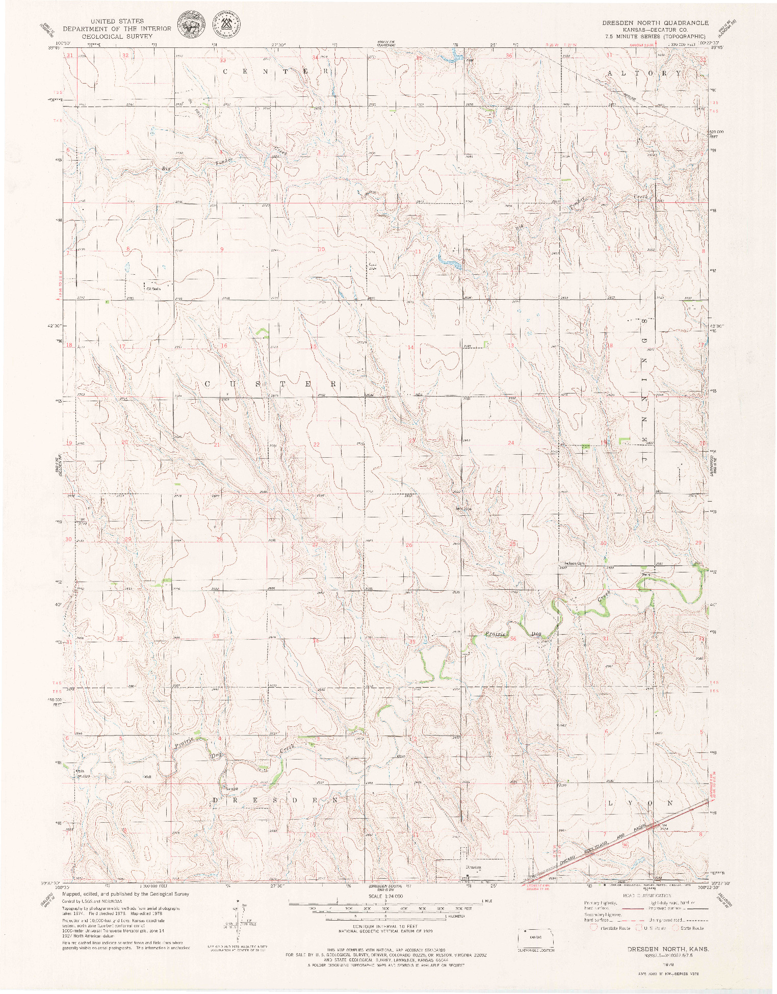 USGS 1:24000-SCALE QUADRANGLE FOR DRESDEN NORTH, KS 1978