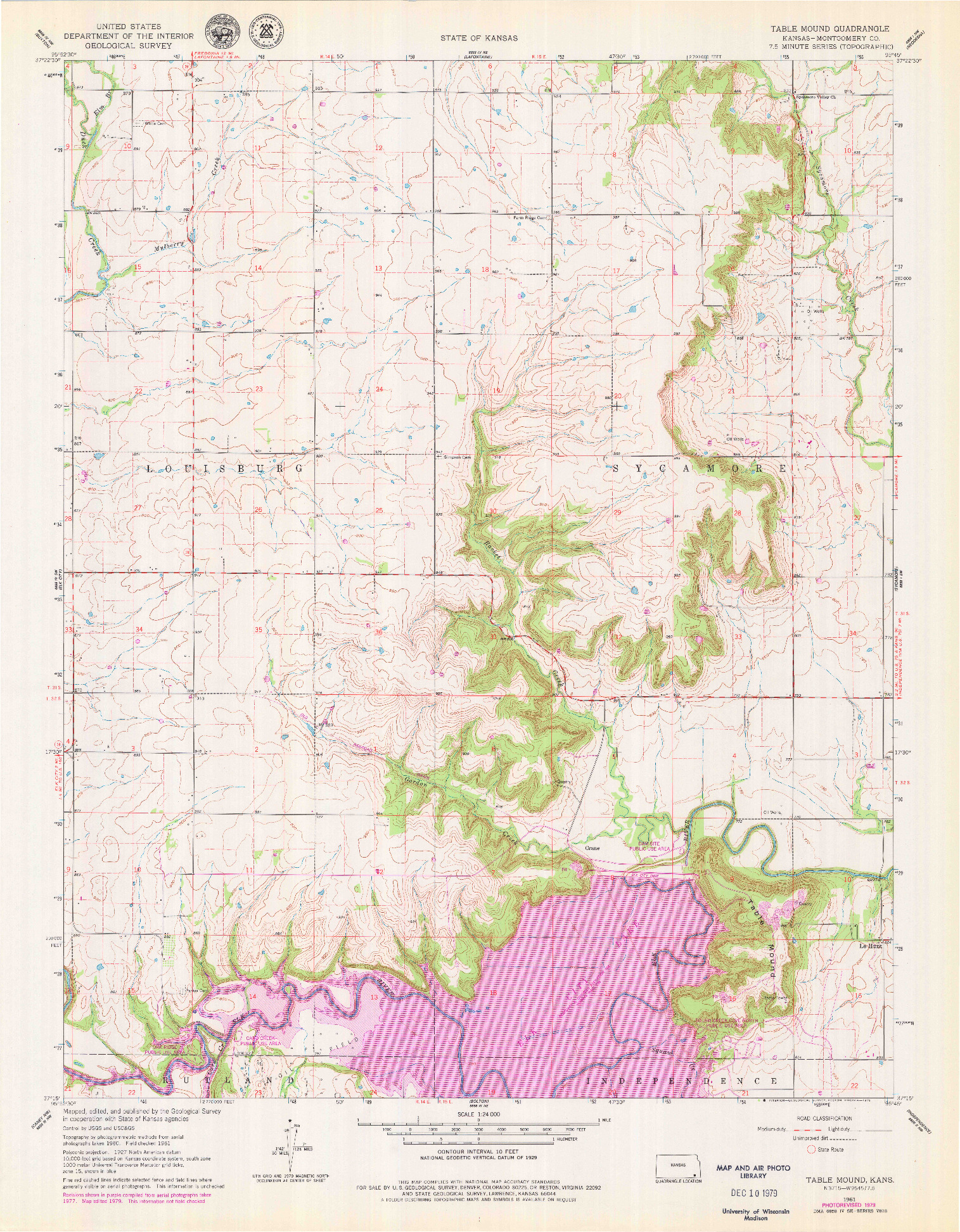 USGS 1:24000-SCALE QUADRANGLE FOR TABLE MOUND, KS 1961