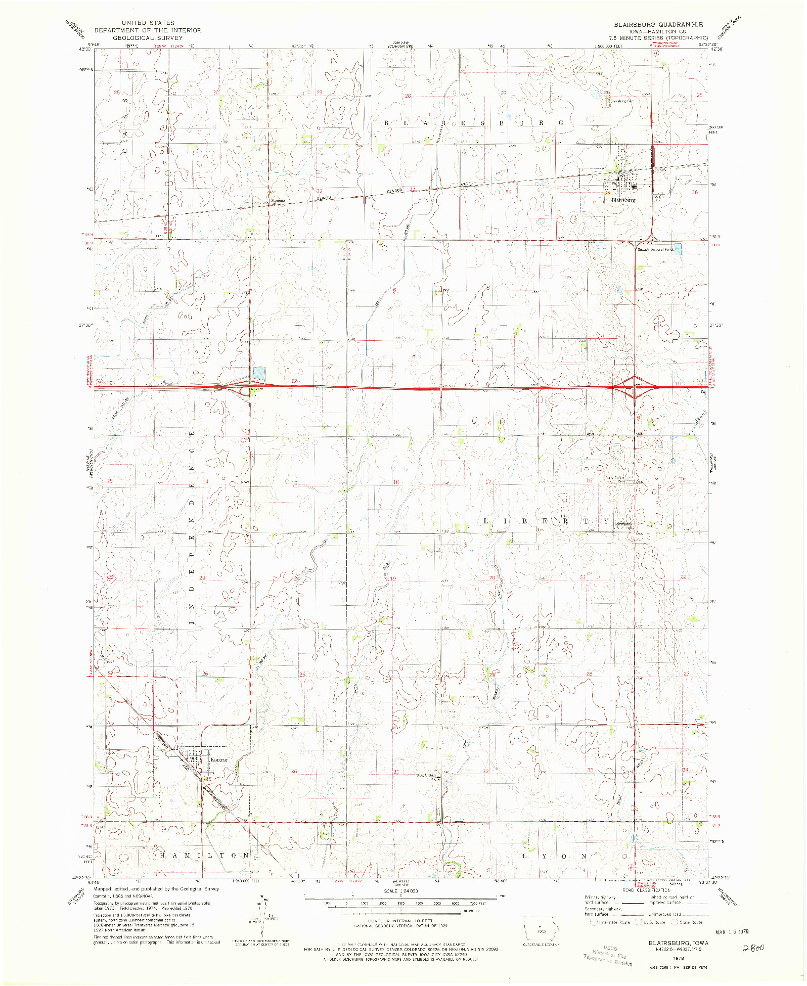 USGS 1:24000-SCALE QUADRANGLE FOR BLAIRSBURG, IA 1978