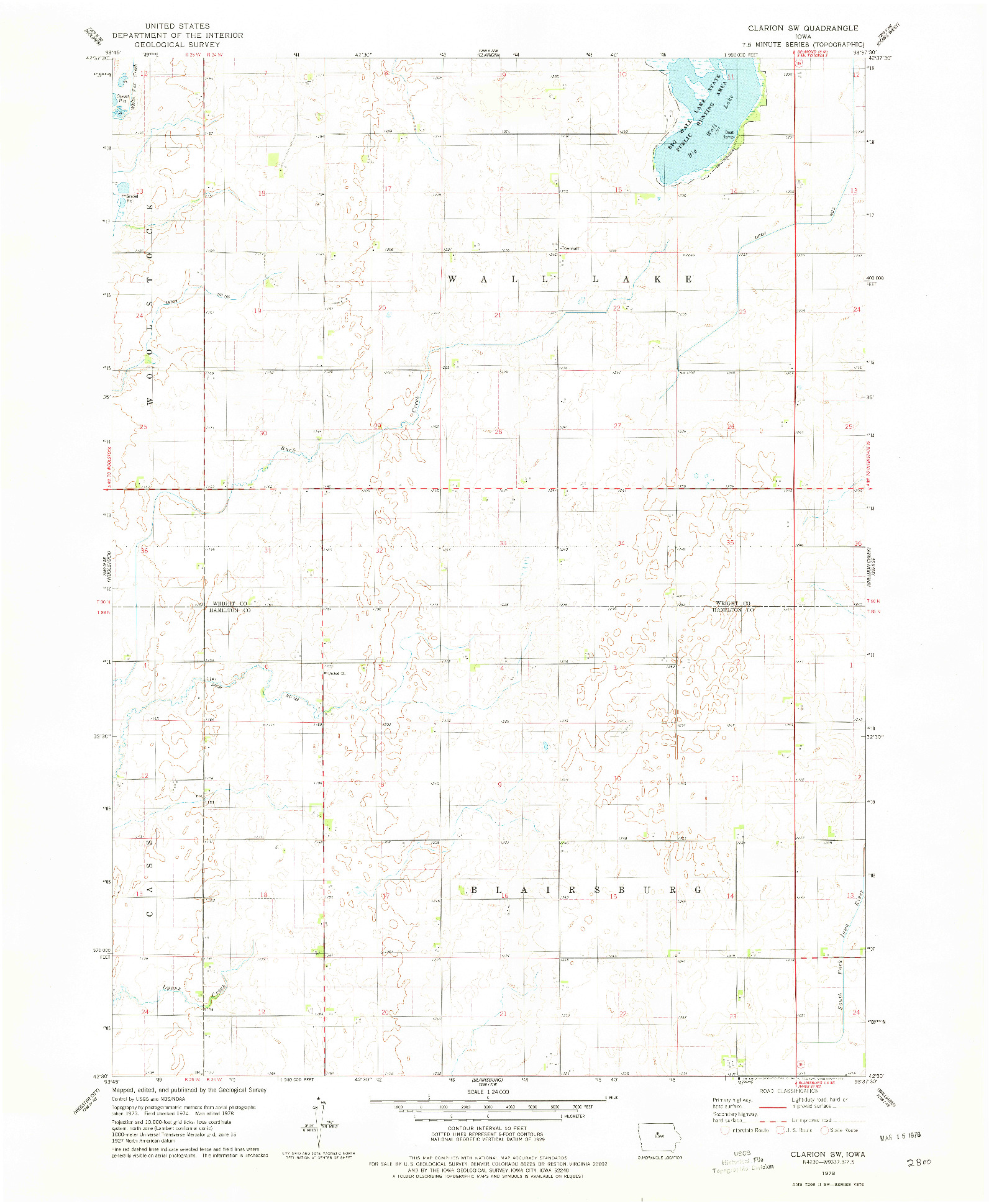 USGS 1:24000-SCALE QUADRANGLE FOR CLARION SW, IA 1978
