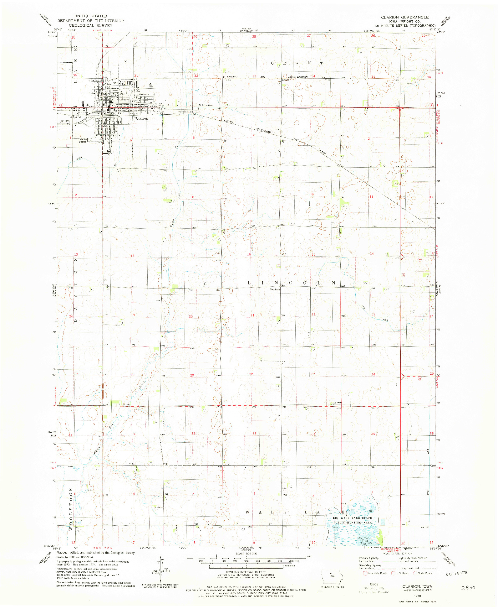 USGS 1:24000-SCALE QUADRANGLE FOR CLARION, IA 1978