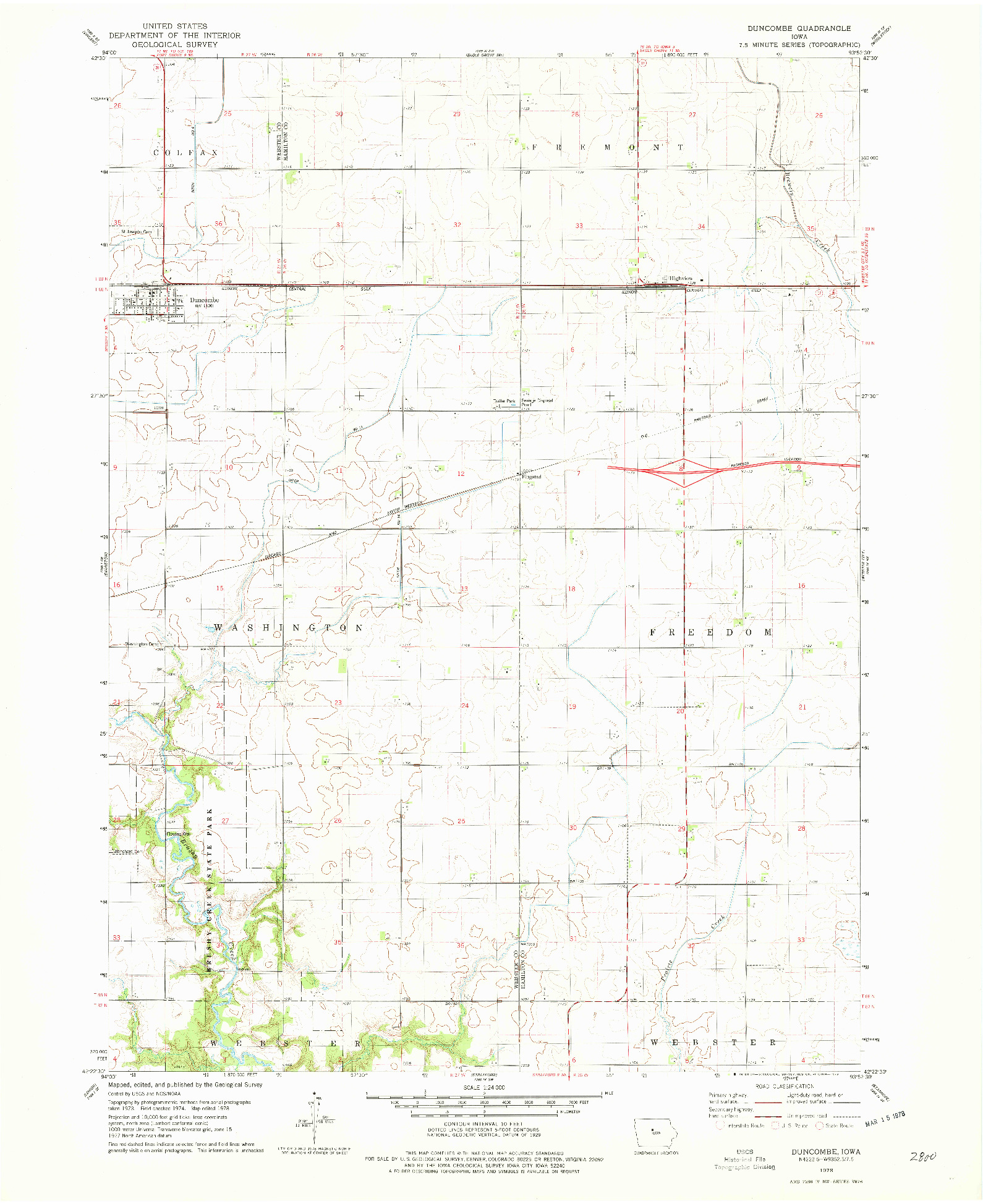 USGS 1:24000-SCALE QUADRANGLE FOR DUNCOMBE, IA 1978