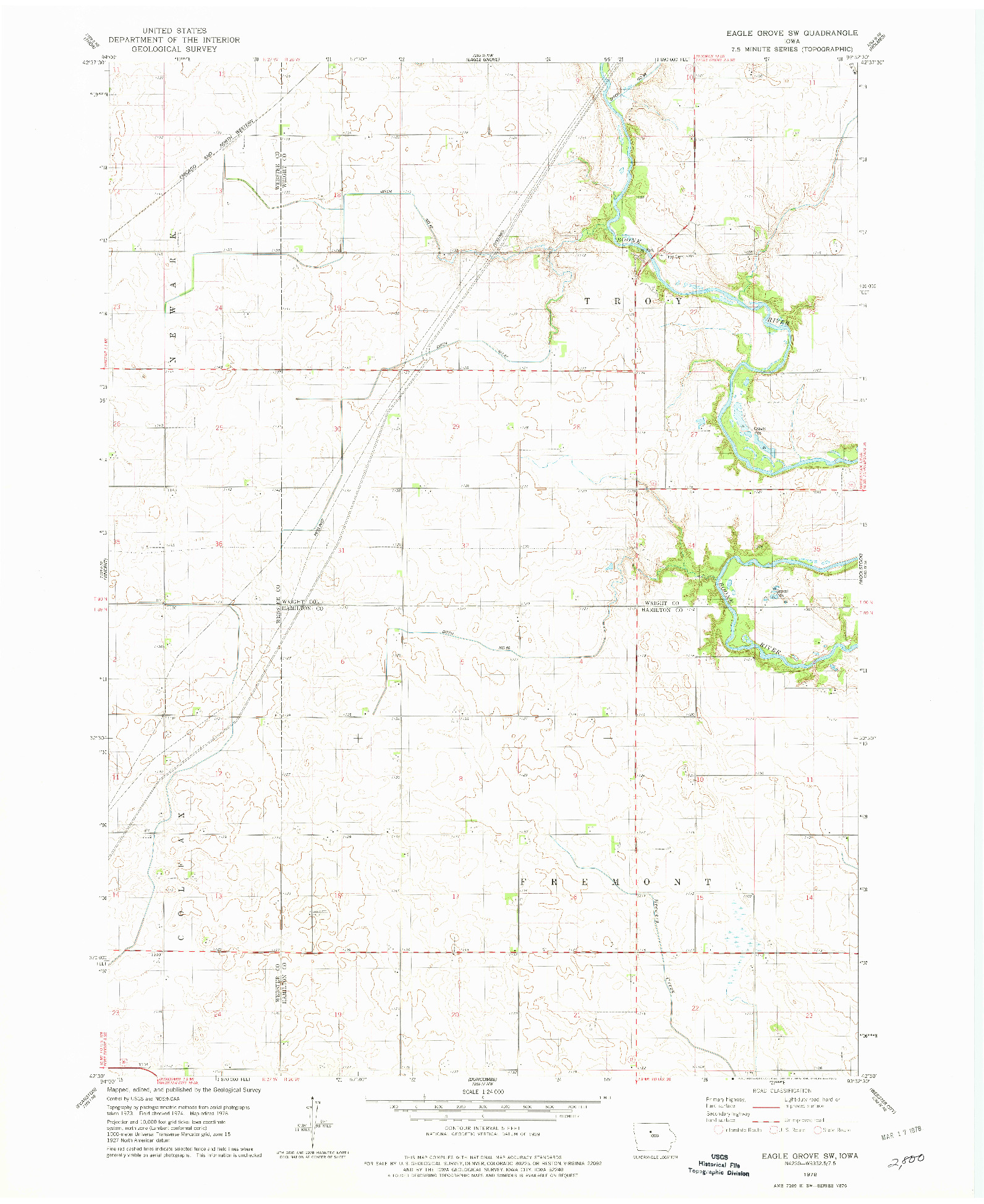 USGS 1:24000-SCALE QUADRANGLE FOR EAGLE GROVE SW, IA 1978